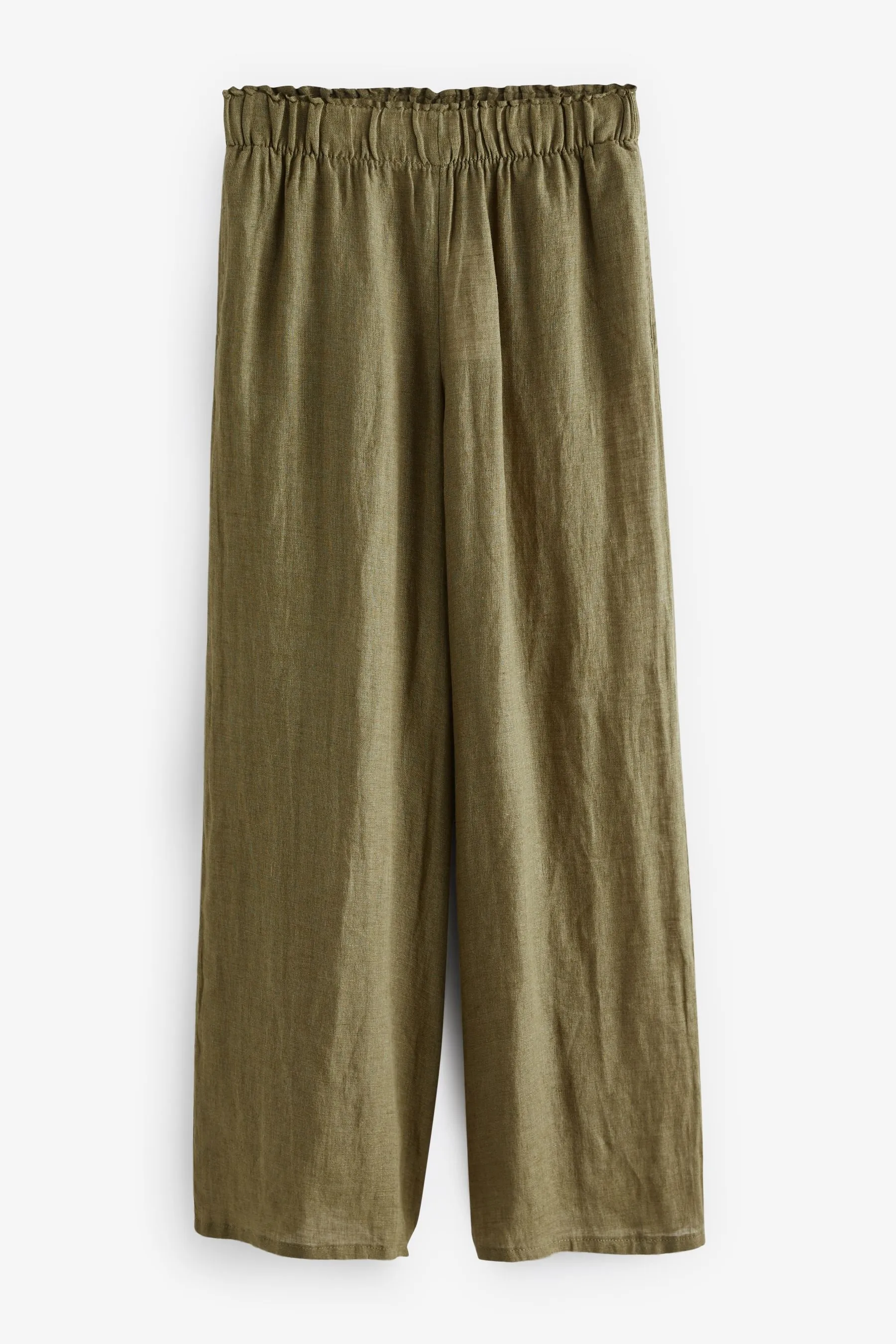 100% Lino Premium Pantaloni A Gamba Larga    