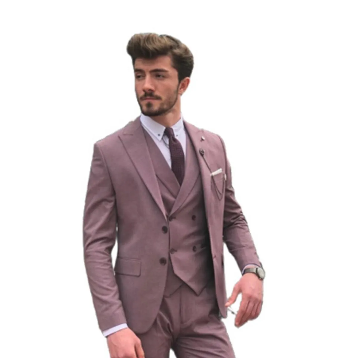 2022 Abiti da uomo Slim Fit Business Uniform Ufficio Vestito da sposa Sposo Partito 3 pezzi Giacca Pantaloni Gilet Notch Risvolt