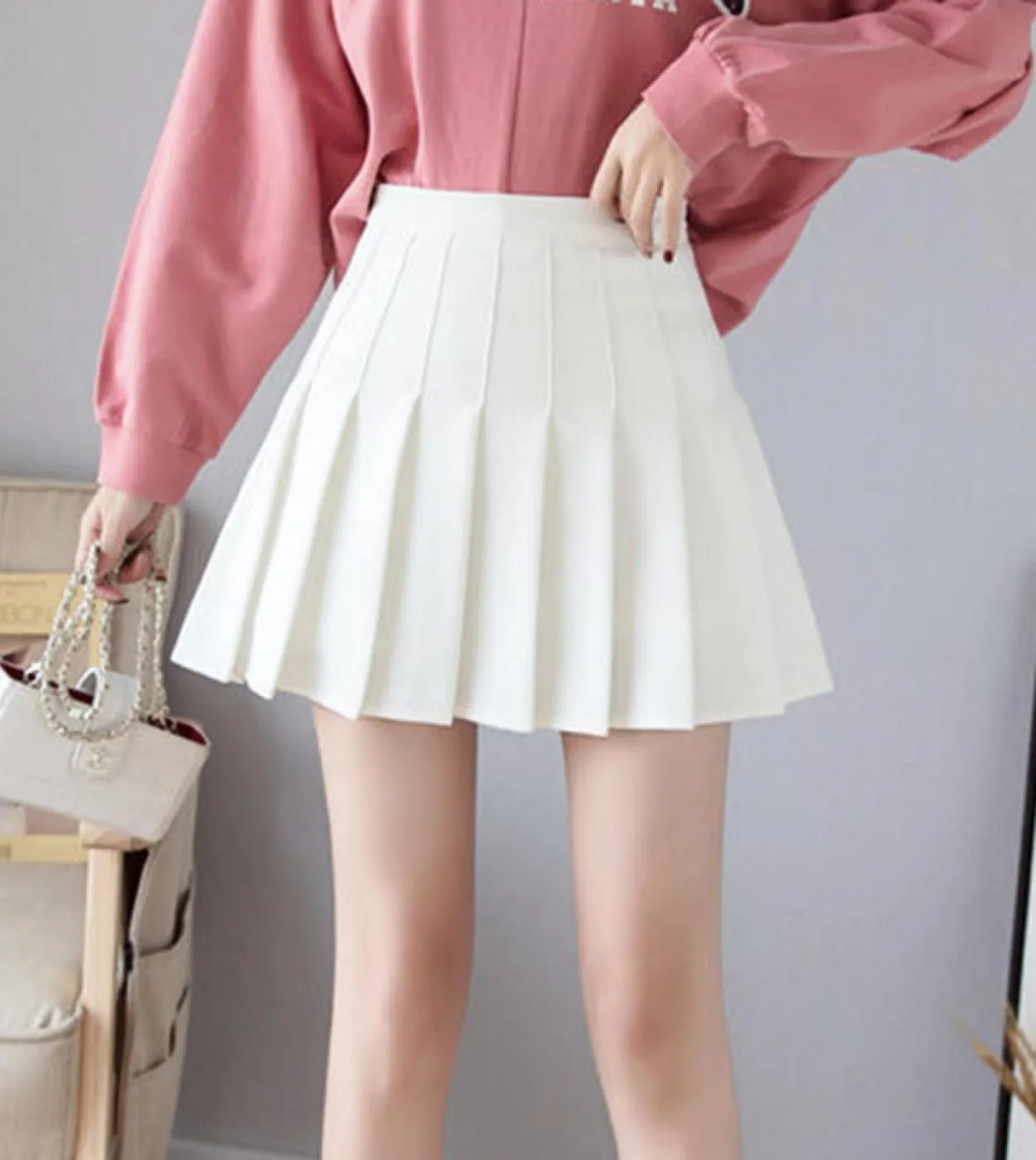 2022 Gonna Primavera Estate Pantaloncini Donna Vita Alta Mini Gonna Scuola Gonna Corta A Pieghe Kawaii Rosa Gonne Femminili