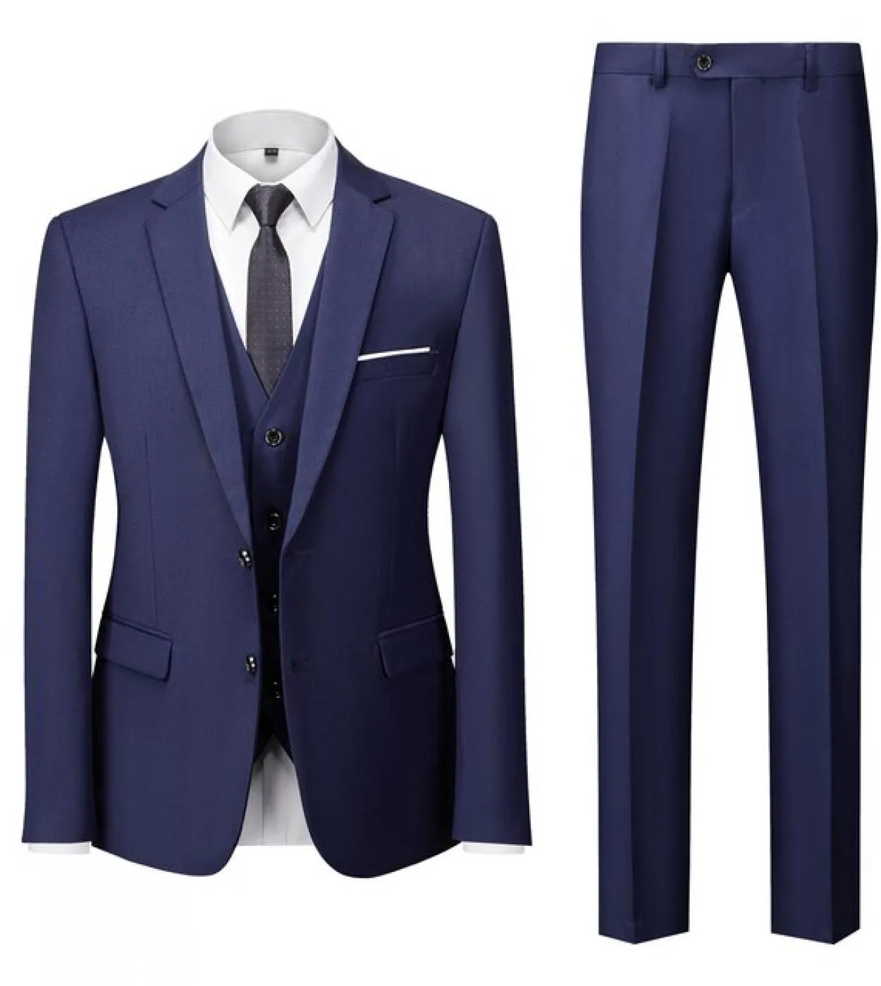 2022 moda uomo matrimonio tinta unita casual tailleur 3 pezzi set  maschio due bottoni blazer pantaloni pantaloni gilet w