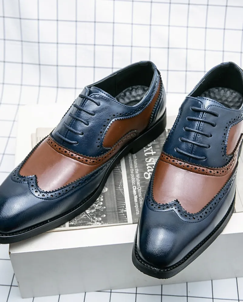 2022 New Retro British Lace Up Brogue Scarpe Patchwork di Colore Per Gli Uomini Vestito Da Sera Calzature Da Sposa Prom Sapato S