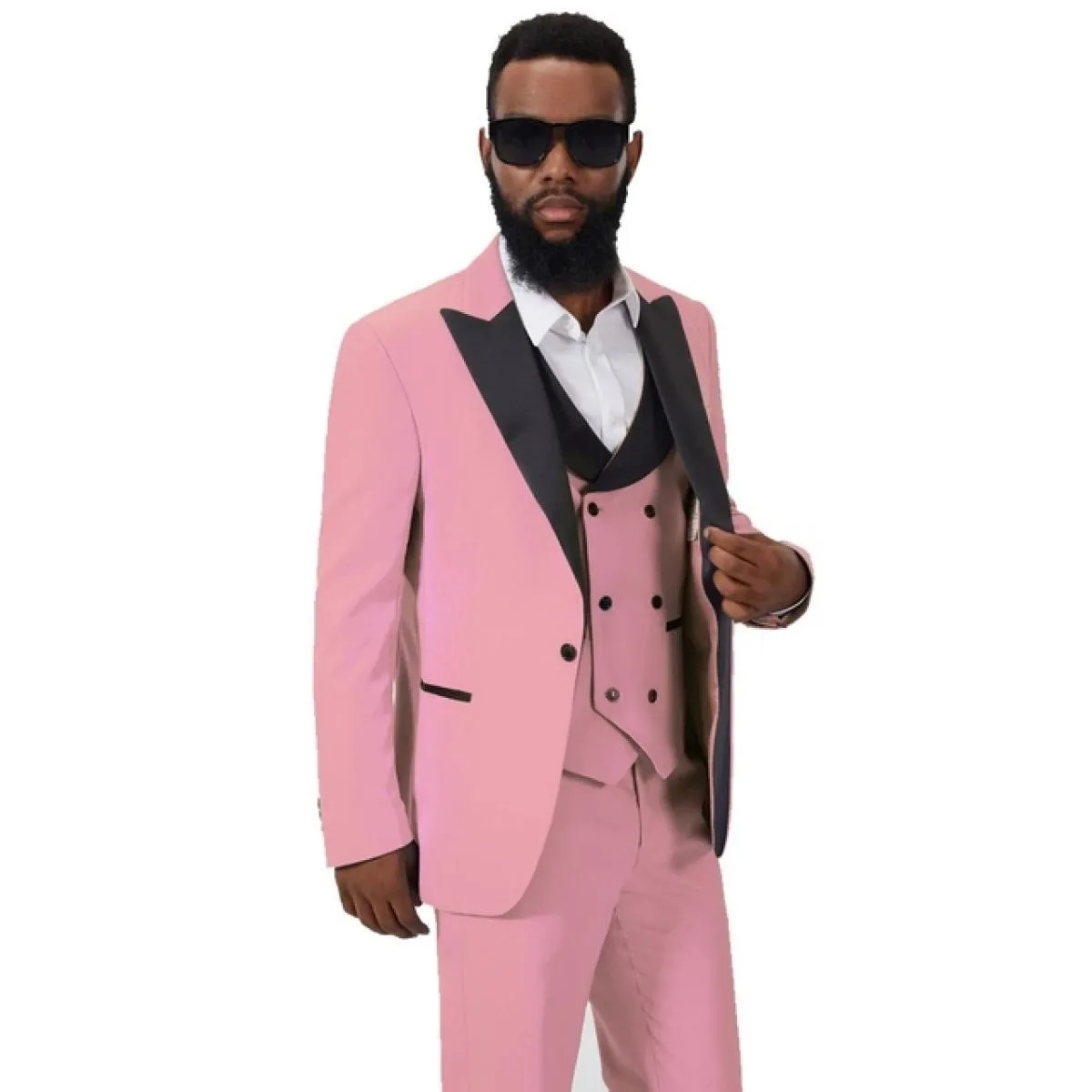 2023 Abiti da uomo Nero Punta risvolto Colletto a punta Casual Slim Fit Groomsmen Smoking da sposa 3 pezzi (giacca + gilet + pan