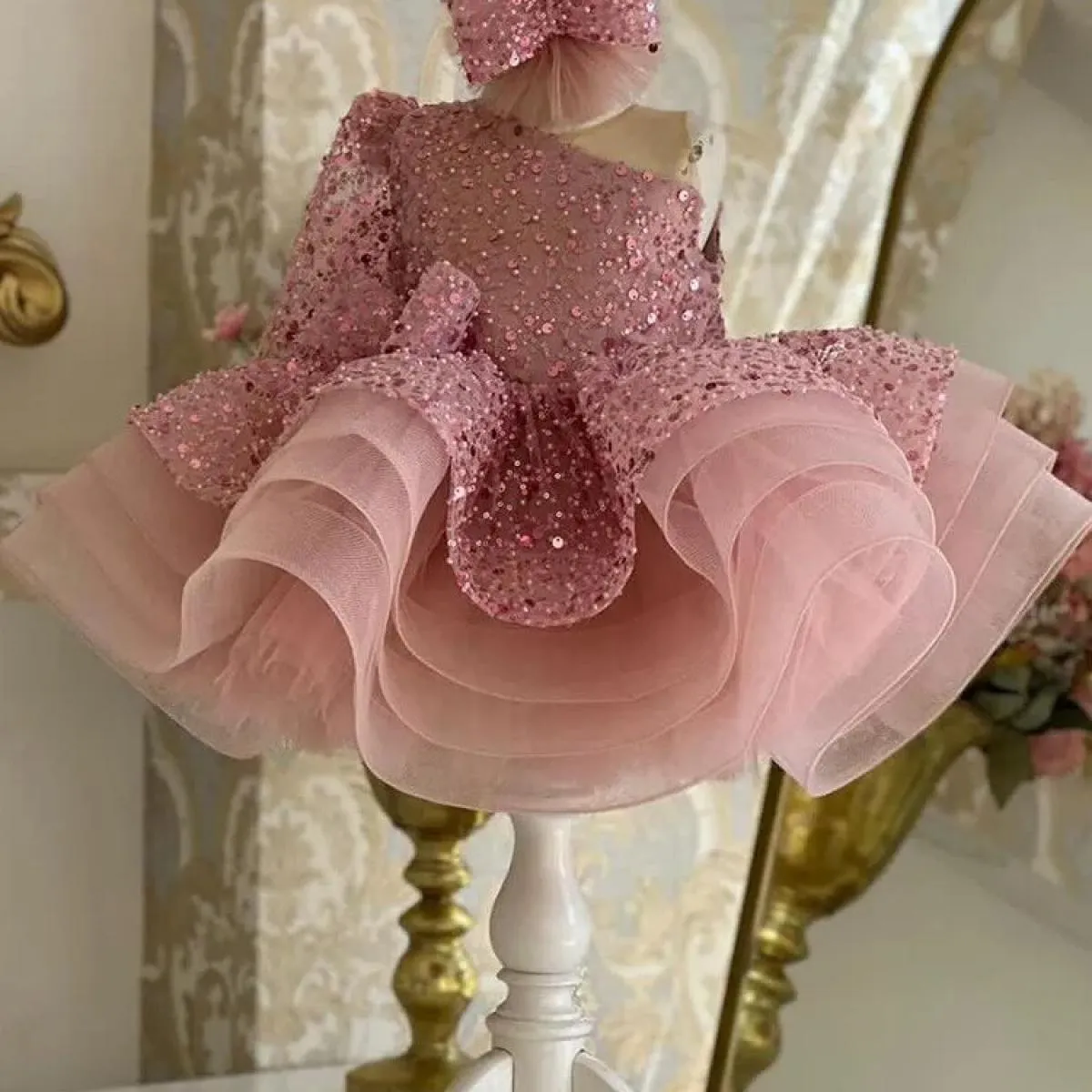 2024 Vestito da festa per il primo anno delle nuove ragazze Elegante vestito da sera di lusso per celebrità Vestito per bambini