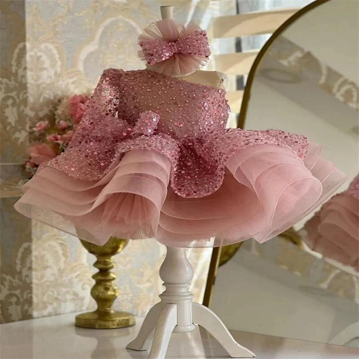 2024 Vestito da festa per il primo anno delle nuove ragazze Elegante vestito da sera di lusso per celebrità Vestito per bambini