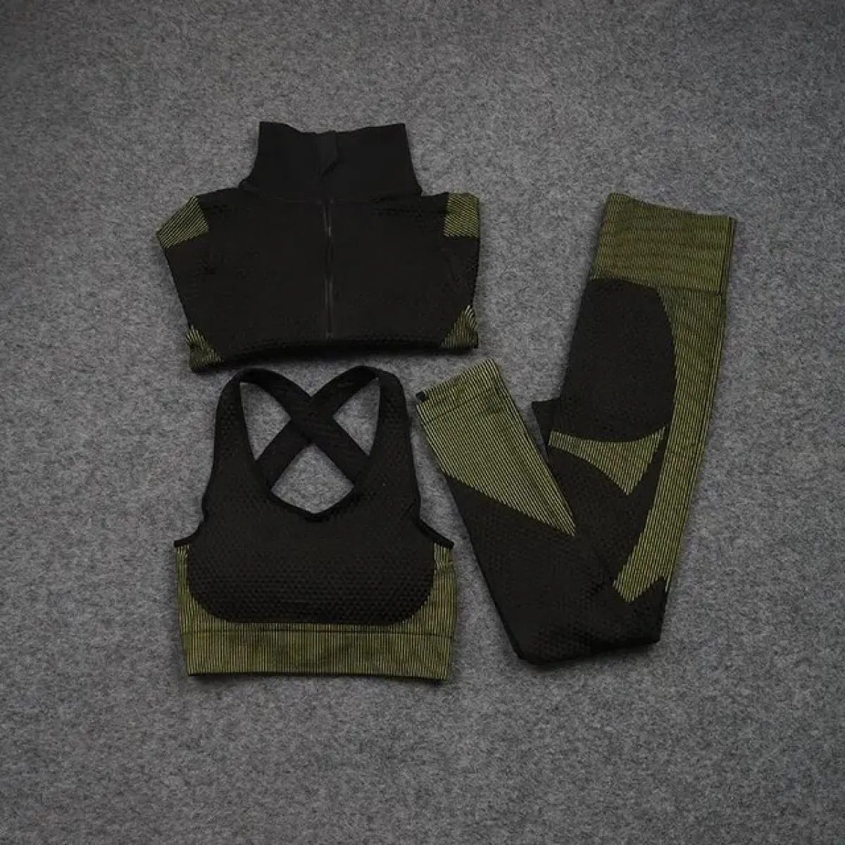 2/3 pezzi Set da Yoga senza soluzione di continuità Sport Fitness gilet a vita alta pantaloni per il sollevamento dell'anca abit