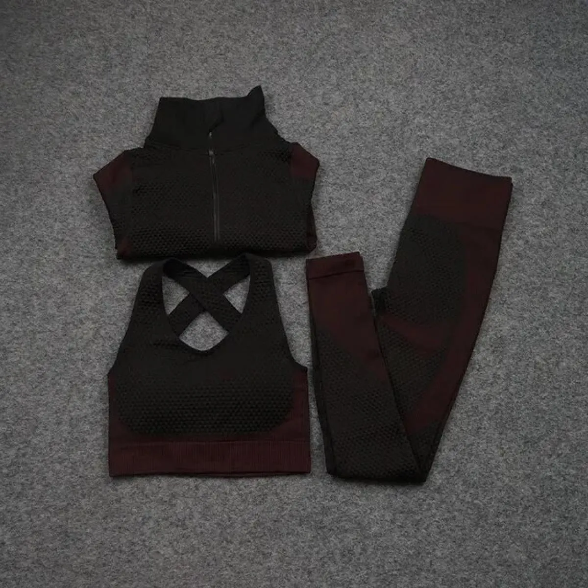 2/3 pezzi Set da Yoga senza soluzione di continuità Sport Fitness gilet a vita alta pantaloni per il sollevamento dell'anca abit