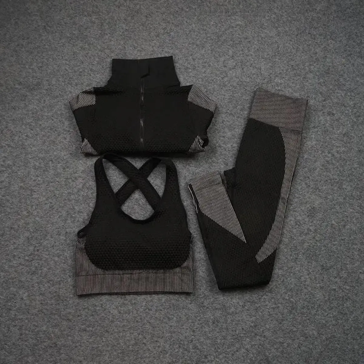 2/3 pezzi Set da Yoga senza soluzione di continuità Sport Fitness gilet a vita alta pantaloni per il sollevamento dell'anca abit