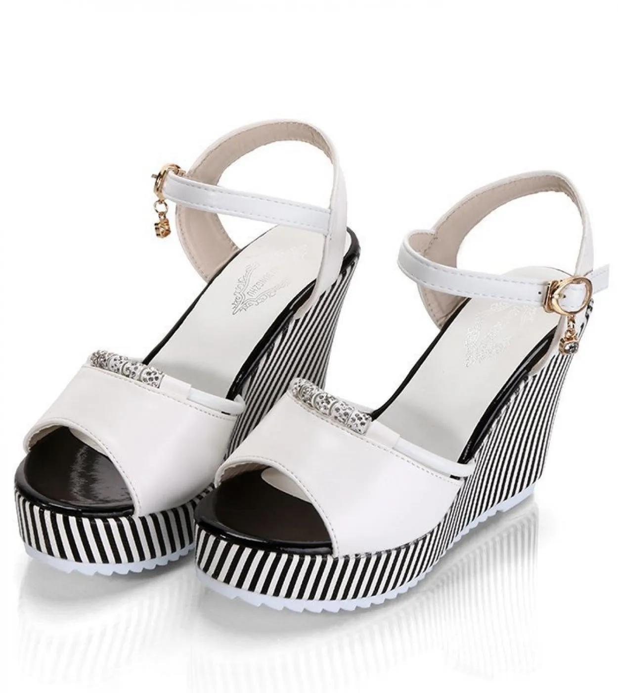 3540 Scarpe da donna con tacco alto e spesso Sandali con zeppa con plateau Abito estivo da donna Sandali con bocca di pesce Scar