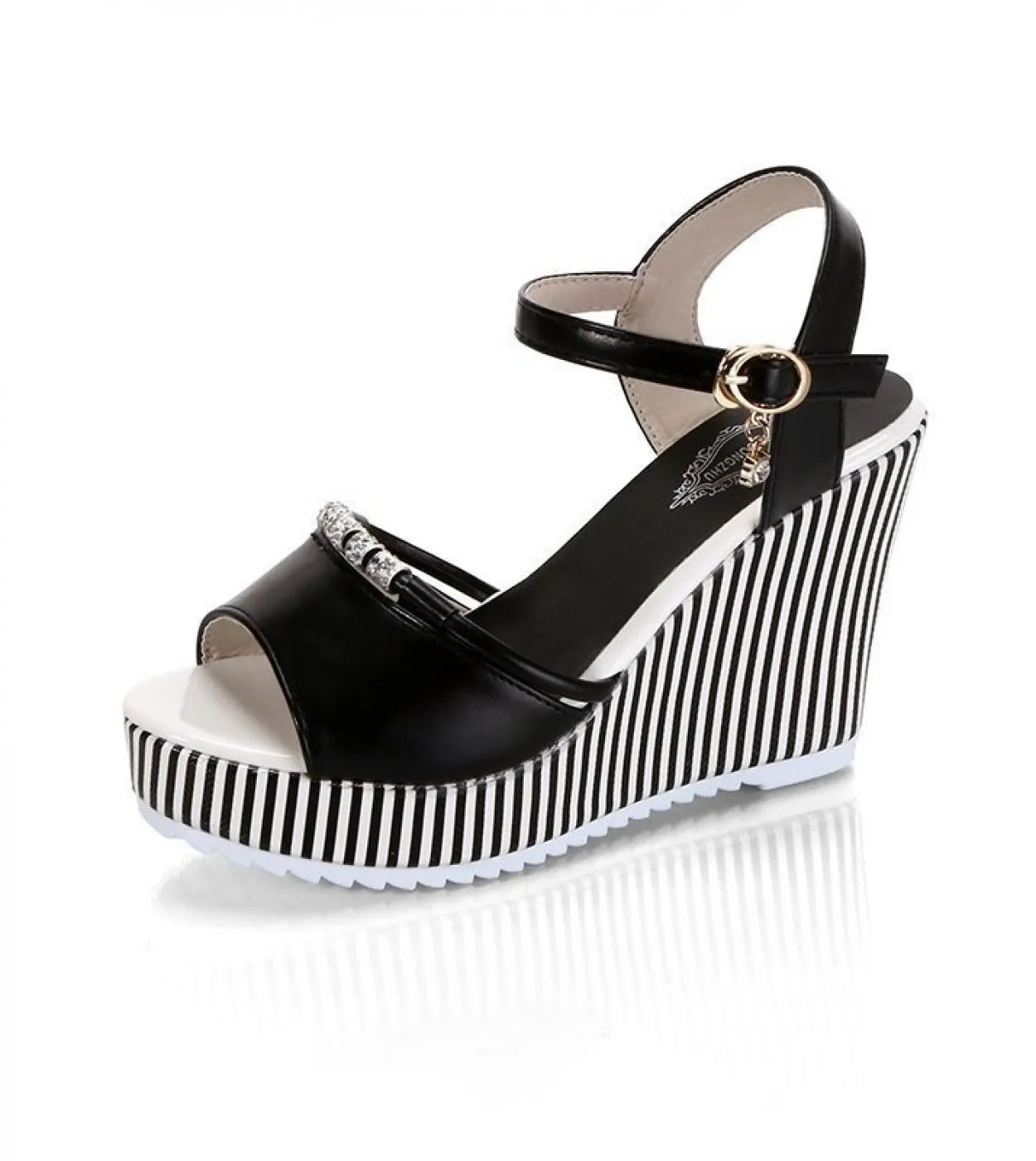 3540 Scarpe da donna con tacco alto e spesso Sandali con zeppa con plateau Abito estivo da donna Sandali con bocca di pesce Scar