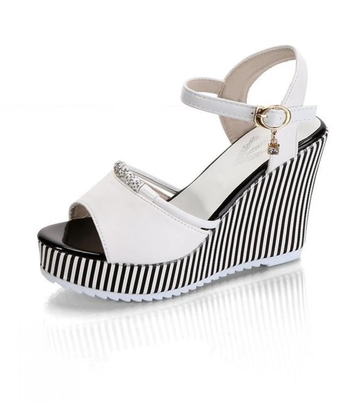 3540 Scarpe da donna con tacco alto e spesso Sandali con zeppa con plateau Abito estivo da donna Sandali con bocca di pesce Scar