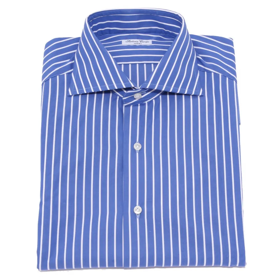 3772K camicia uomo SARTORIA CAMPO blue/white stripes shirt cotton man