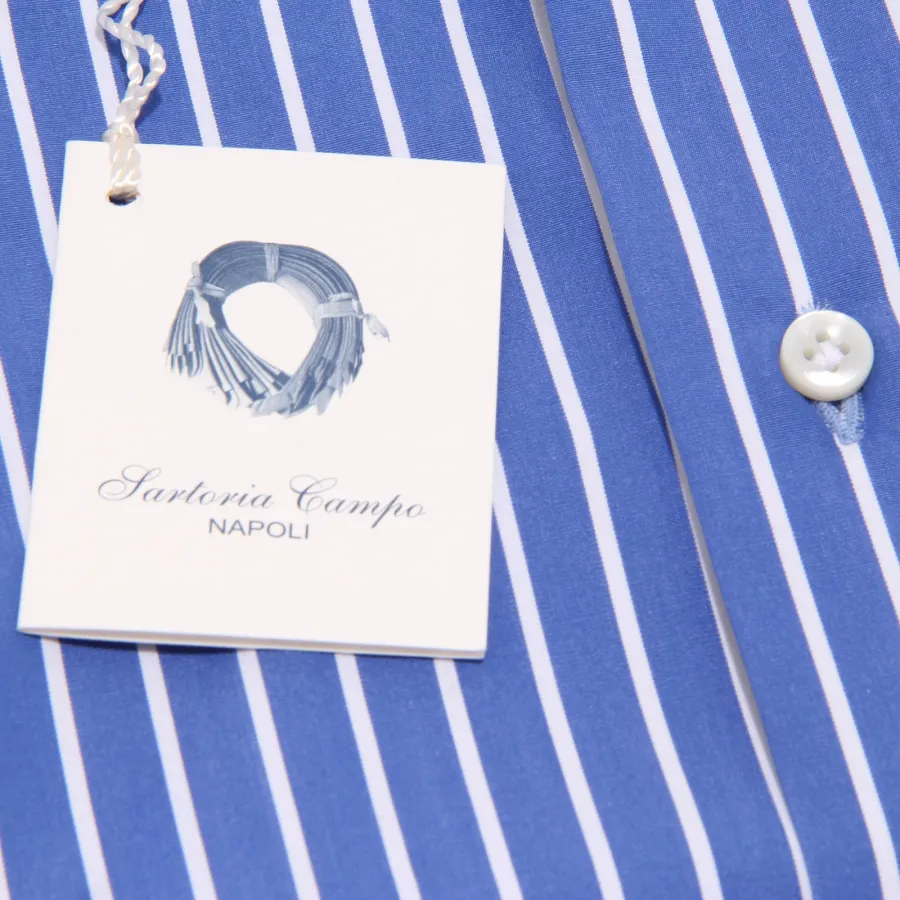 3772K camicia uomo SARTORIA CAMPO blue/white stripes shirt cotton man