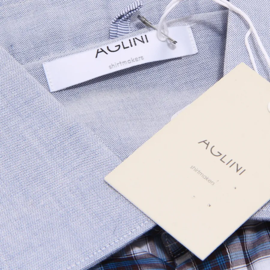 4364V camicia uomo AGLINI LORENZO brown/blue shirt men