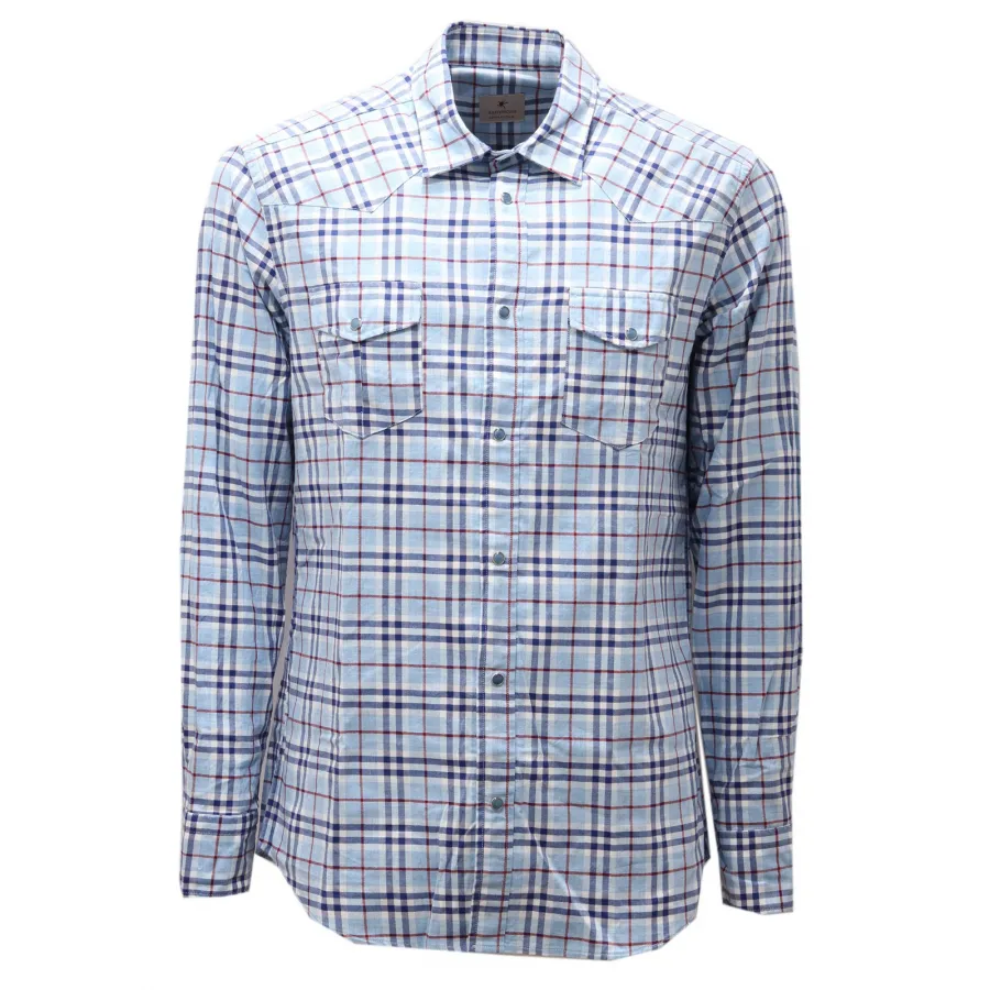 4383AD camicia uomo BASTONCINO blue/light blue check shirt man