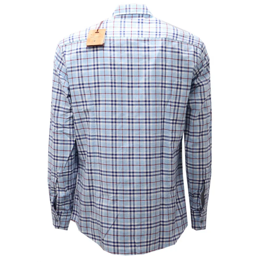 4383AD camicia uomo BASTONCINO blue/light blue check shirt man