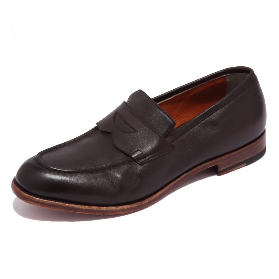 5294AB mocassino uomo SANTONI VINTAGE EFFECT brown shoe men