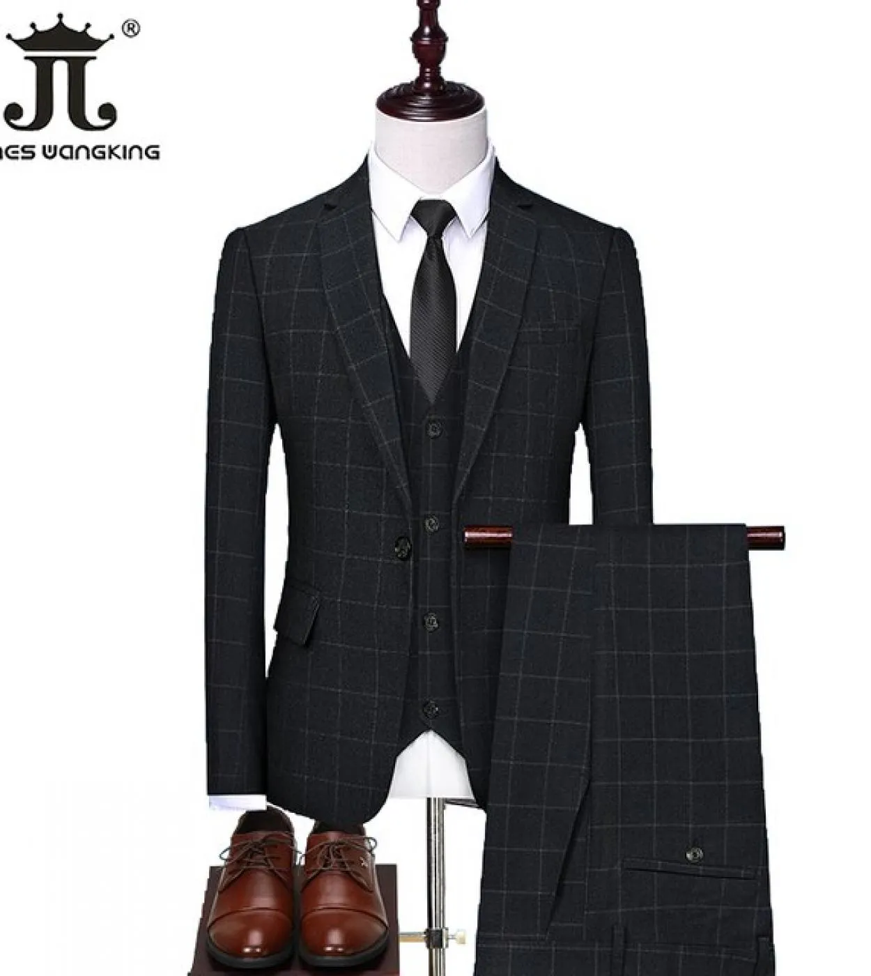 5xl Blazer  Gilet  Pantaloni 3 pezzi Abito da sposa da sposo Business Casual Abito scozzese da uomo Slim Ball sociale Tuxedo