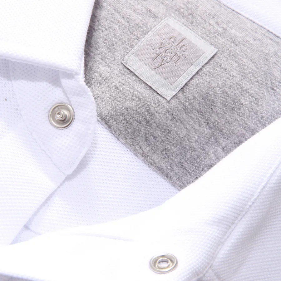 6370AG polo camicia uomo ELEVENTY white piquè cotton short sleeve shirt man