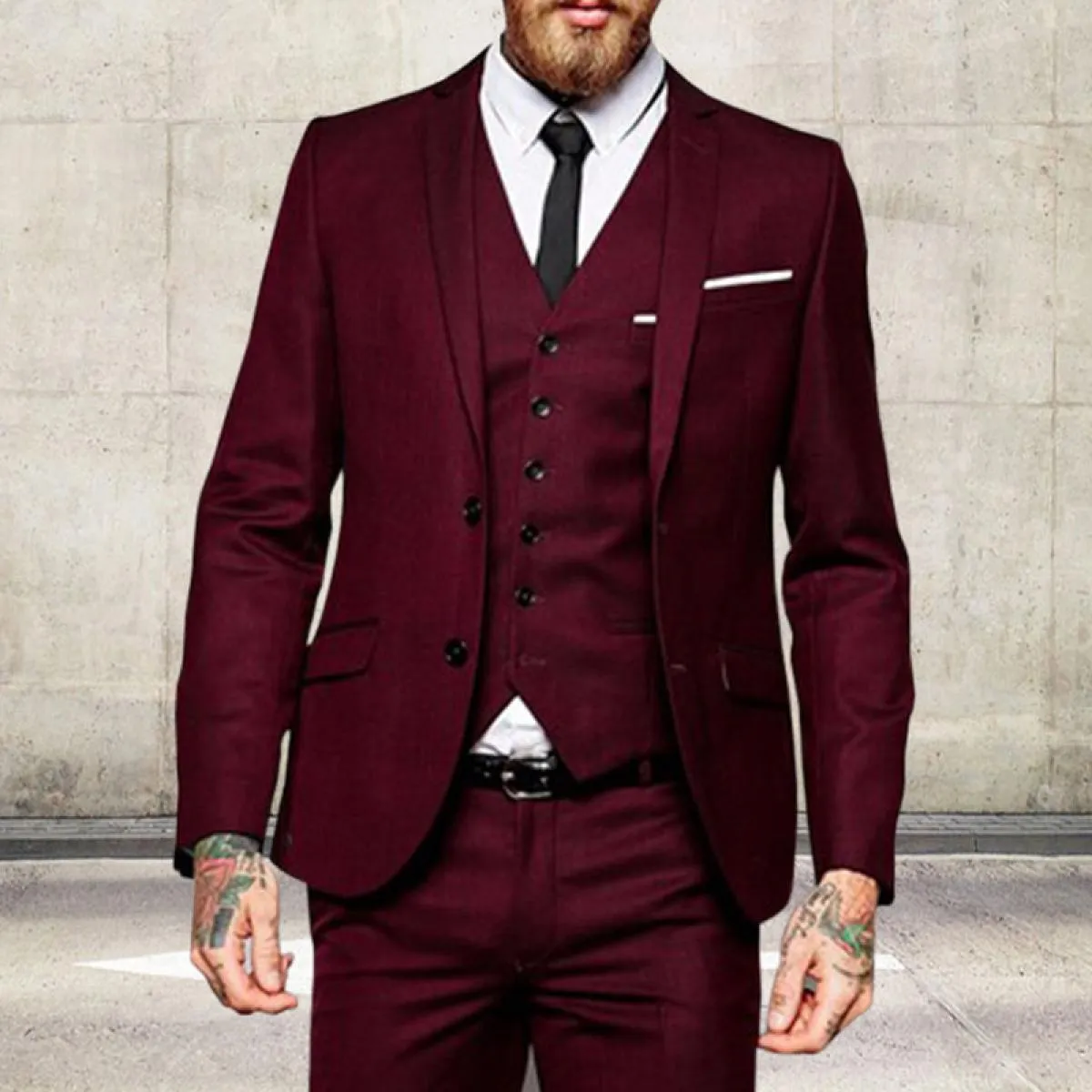 Abiti da uomo bordeaux slim fit formale sposo smoking smoking 3 pezzi giacca blazer maschile personalizzata con gilet pantalone