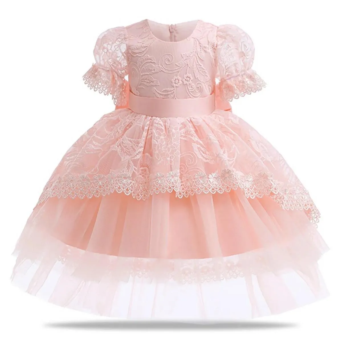 Abiti natalizi per neonate per maniche a sbuffo, bambini, festa di compleanno, vestiti in pizzo, ricamo, verde, gilet di Capodan