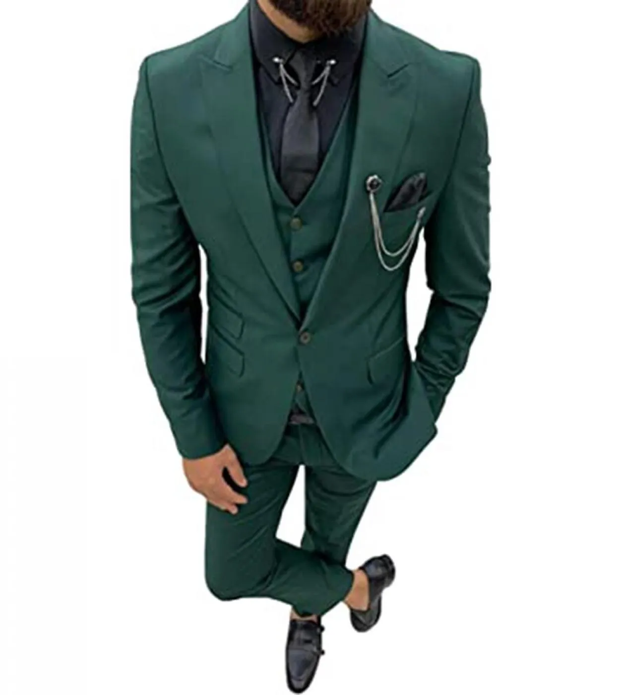 Abito da uomo verde militare Business Casual Party Suit Blazer slim fit Set 3 pezzi giacca  gilet  pantaloni Costume Homme