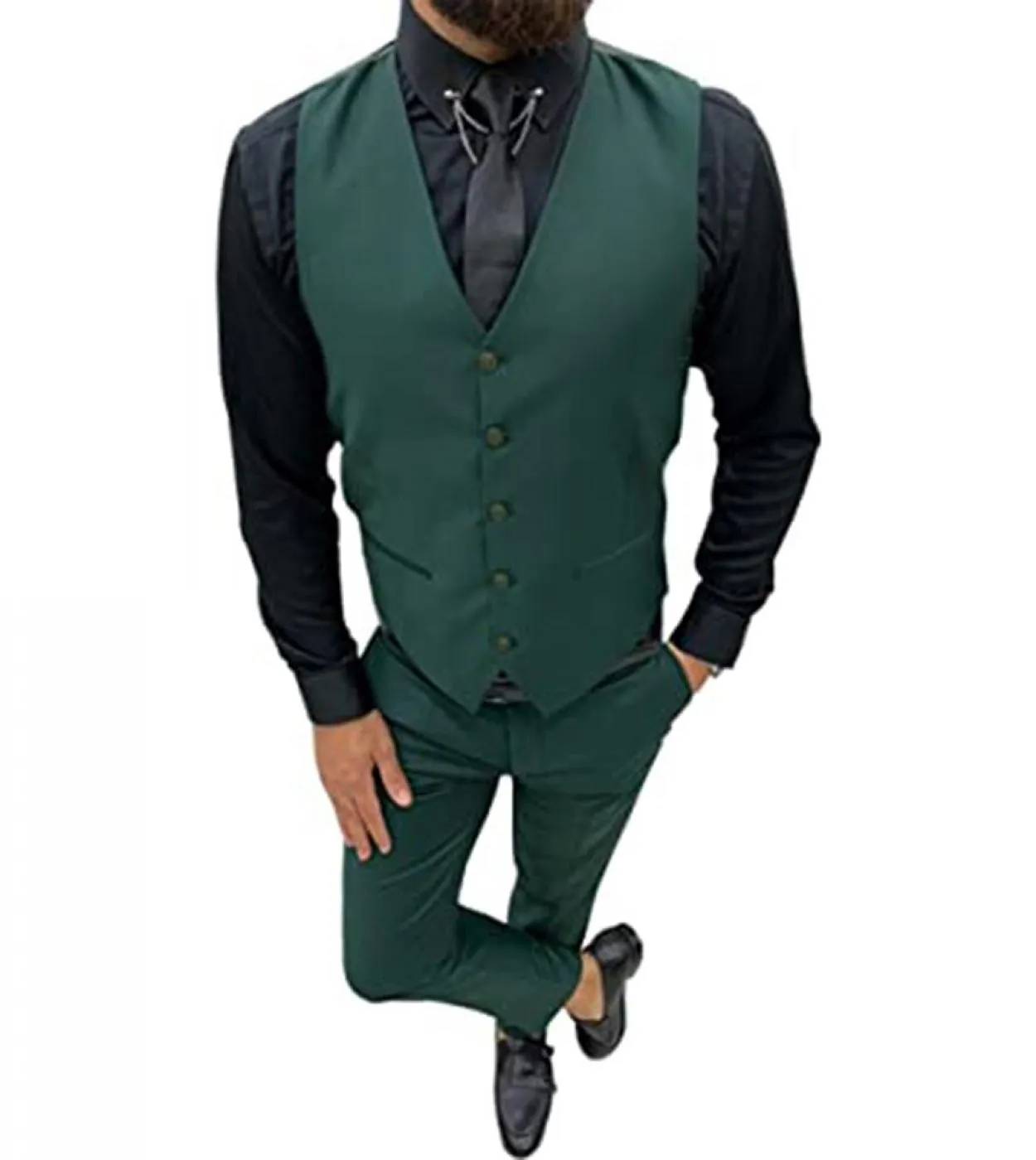 Abito da uomo verde militare Business Casual Party Suit Blazer slim fit Set 3 pezzi giacca  gilet  pantaloni Costume Homme
