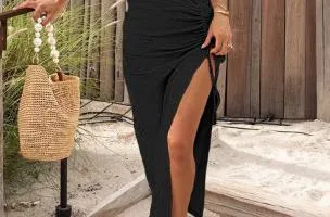 Abito lungo elegante, nero