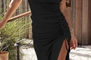 Abito lungo elegante, nero