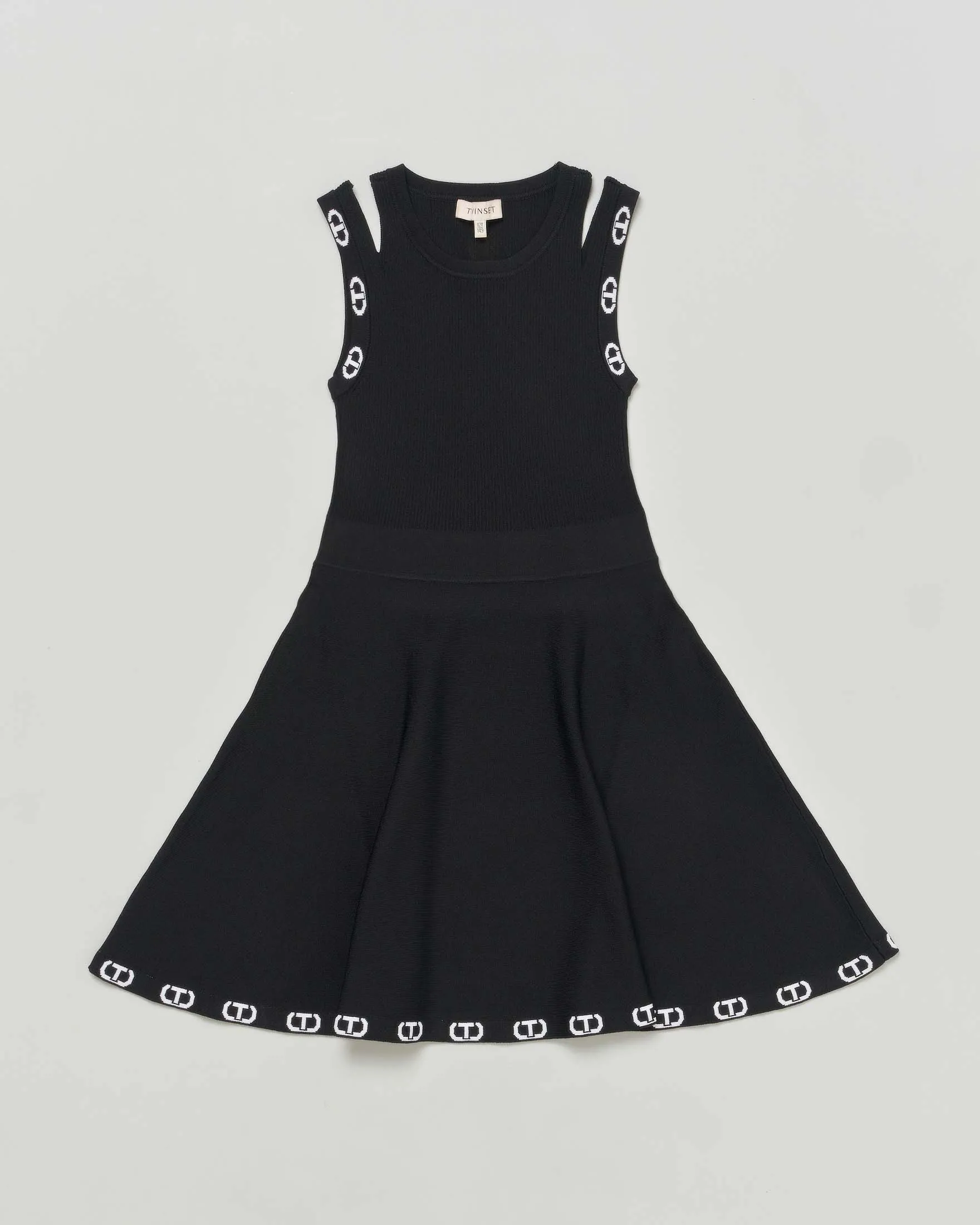 Abito nero smanicato in viscosa stretch con cut-out 10-16 anni