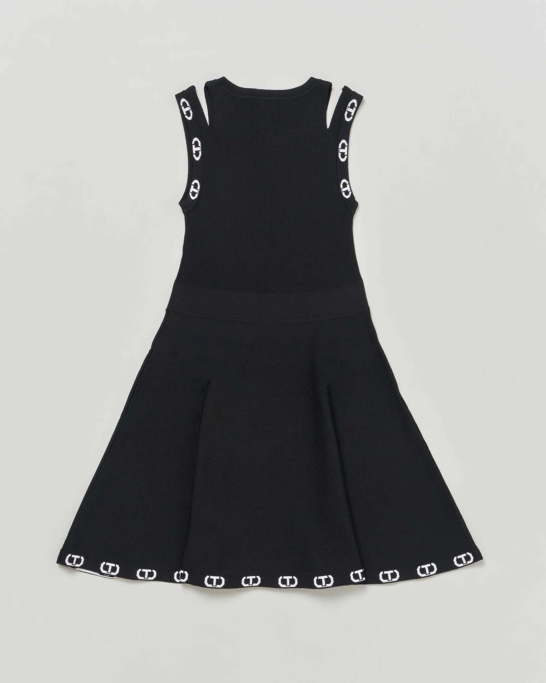 Abito nero smanicato in viscosa stretch con cut-out 10-16 anni