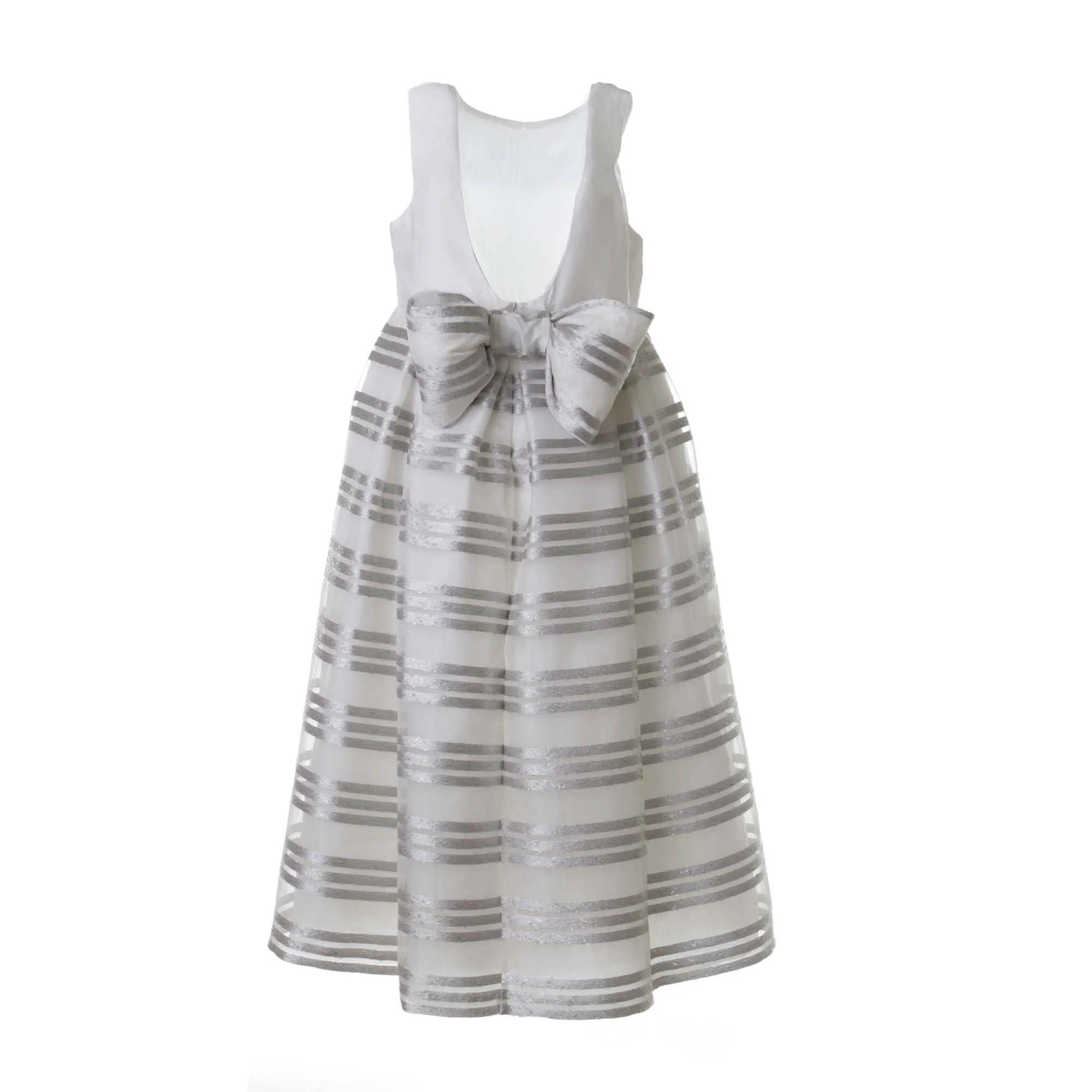Abito Organza Bordato Panna Glitter