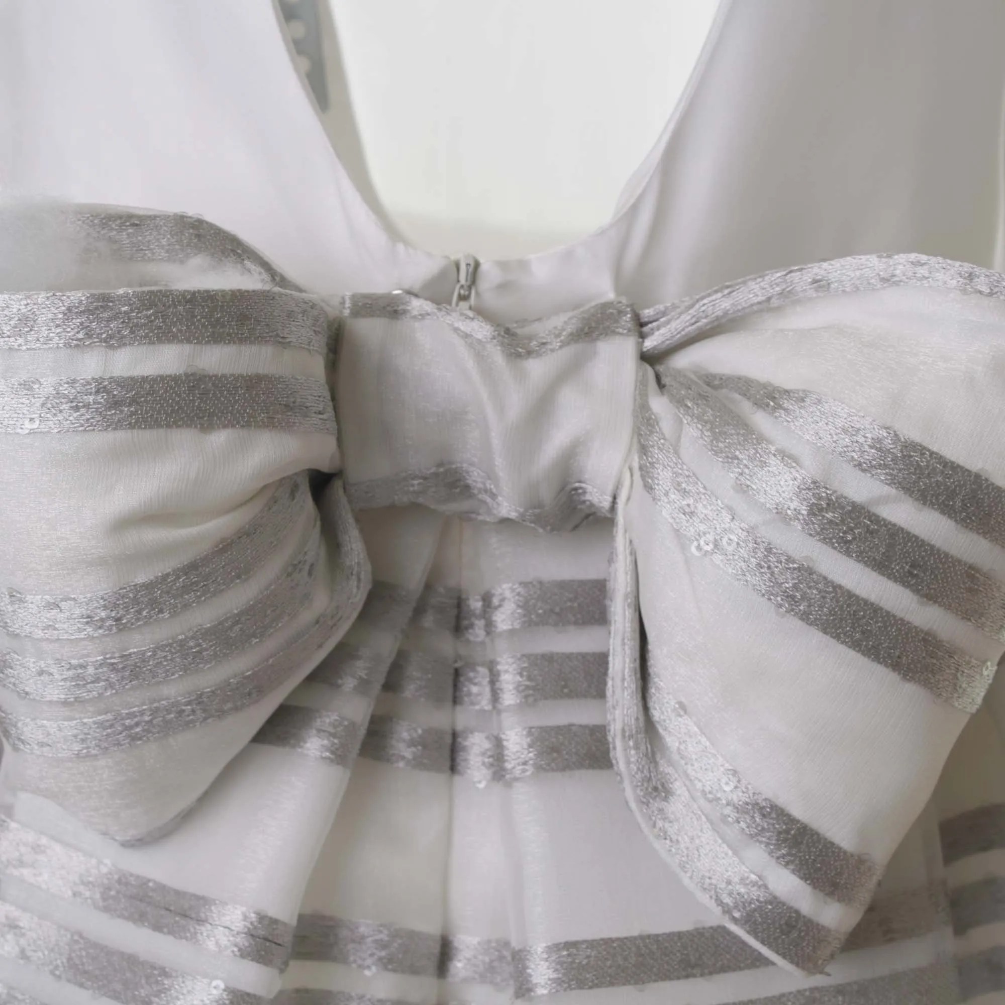 Abito Organza Bordato Panna Glitter