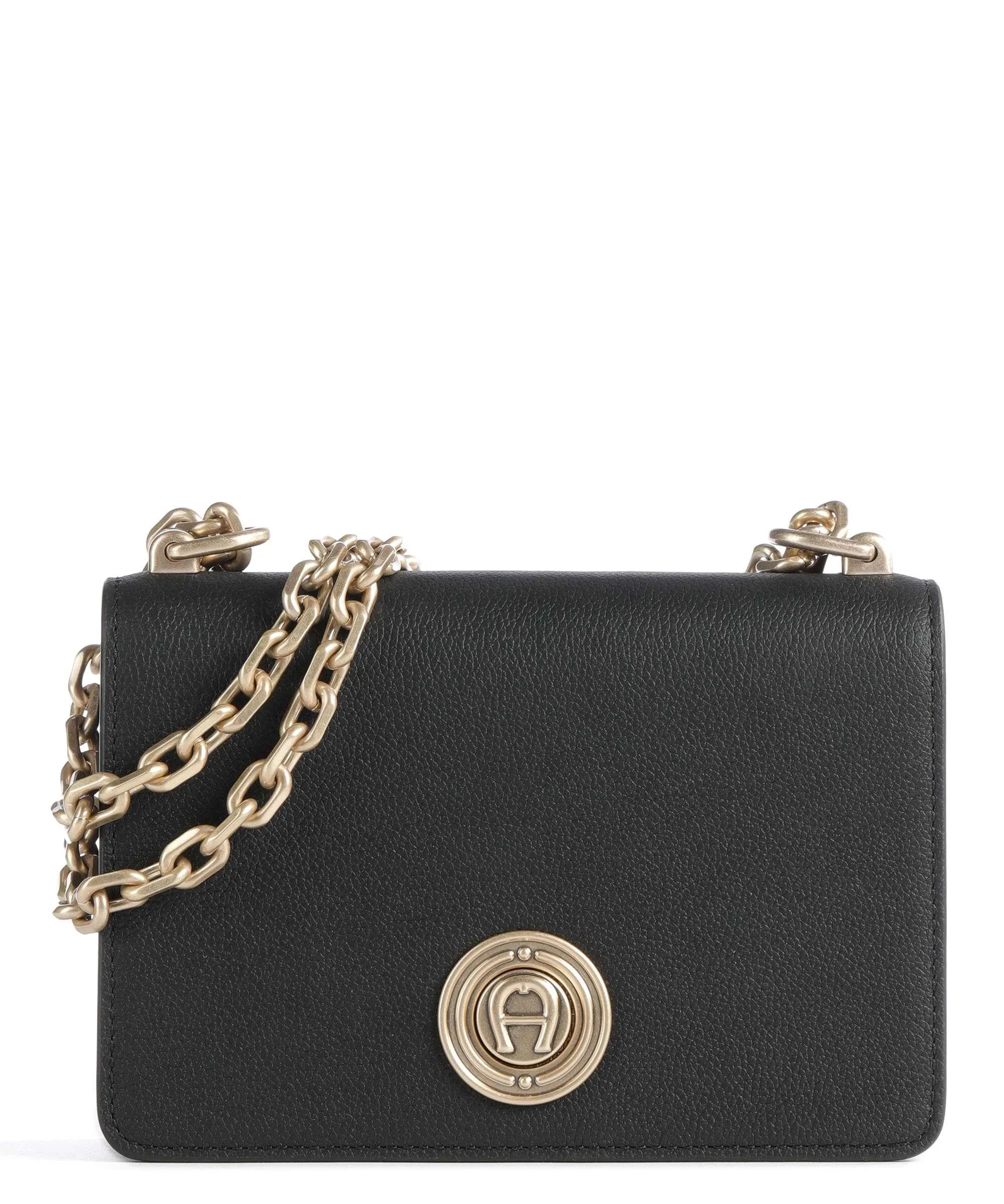  Aigner Leeloo S Borsa a spalla pelle di vacchetta grana nero  