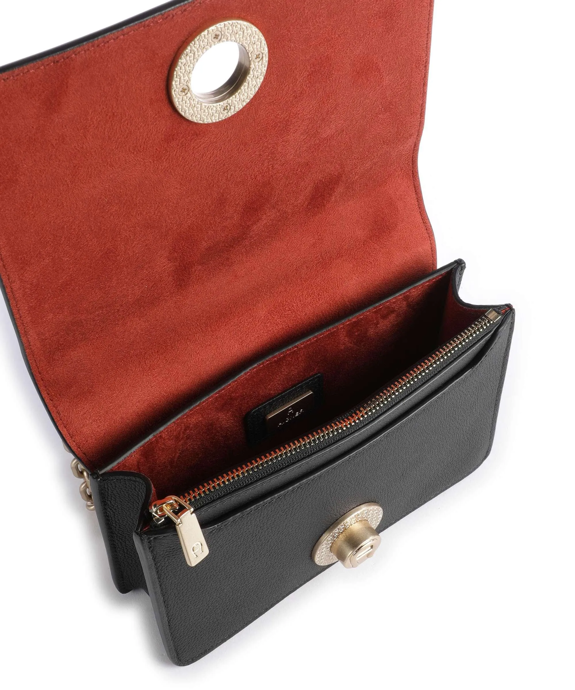  Aigner Leeloo S Borsa a spalla pelle di vacchetta grana nero  
