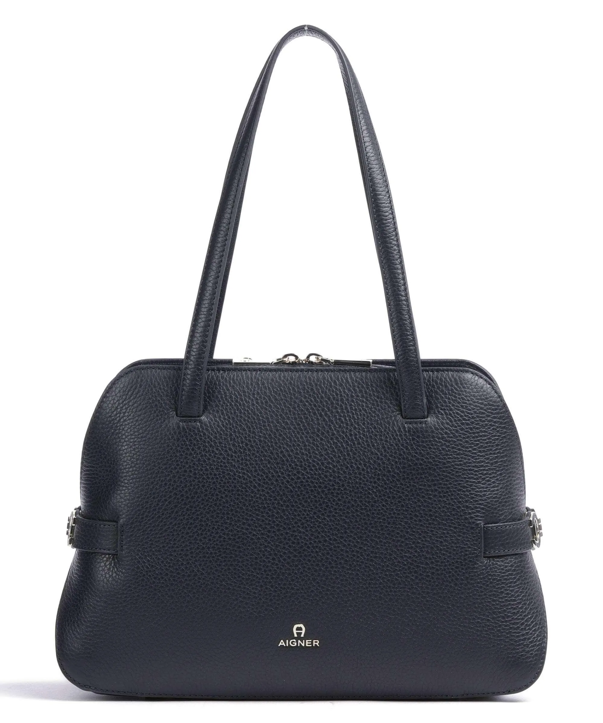  Aigner Milano M Borsa shopper pelle di vacchetta grana blu scuro  