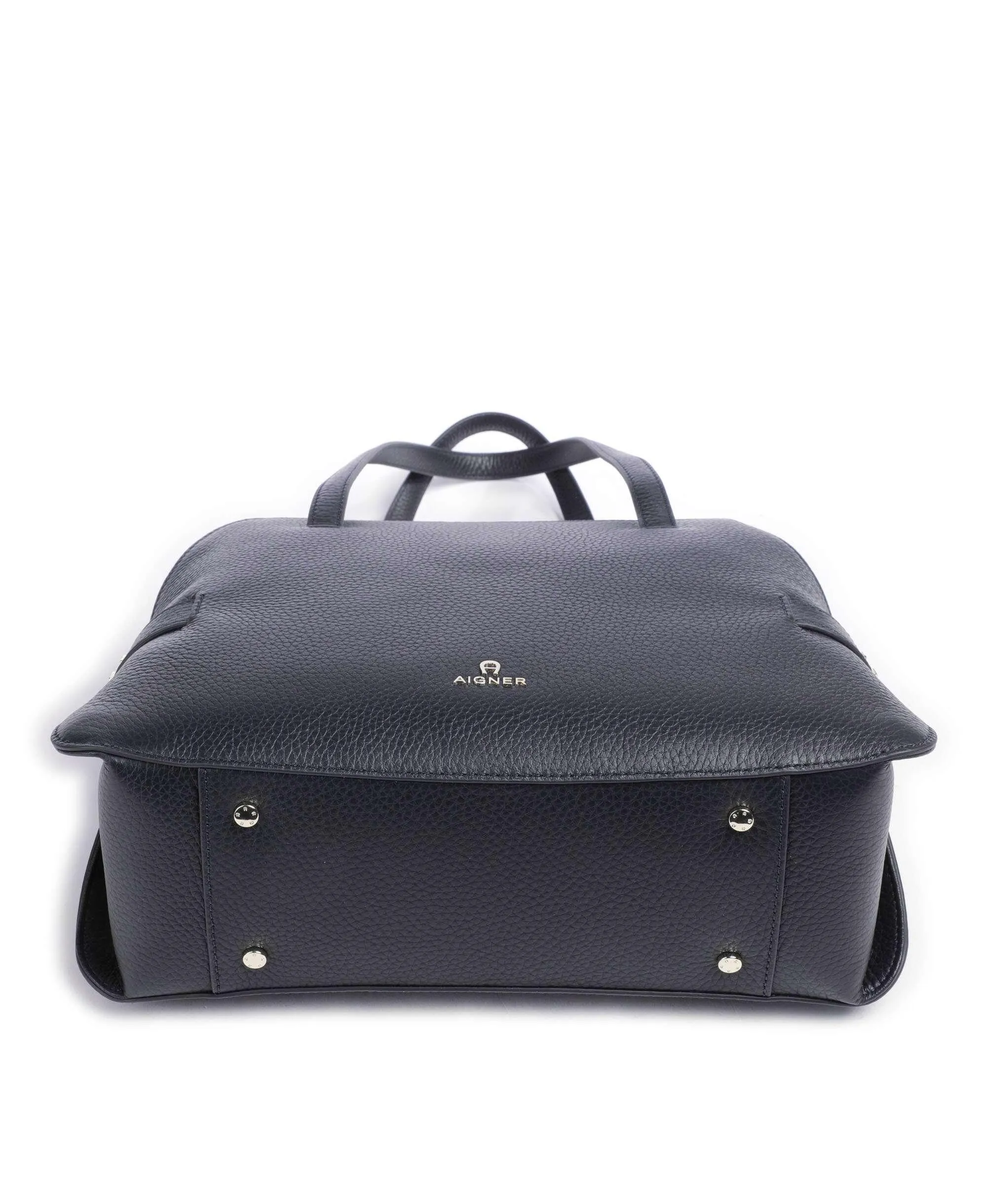  Aigner Milano M Borsa shopper pelle di vacchetta grana blu scuro  