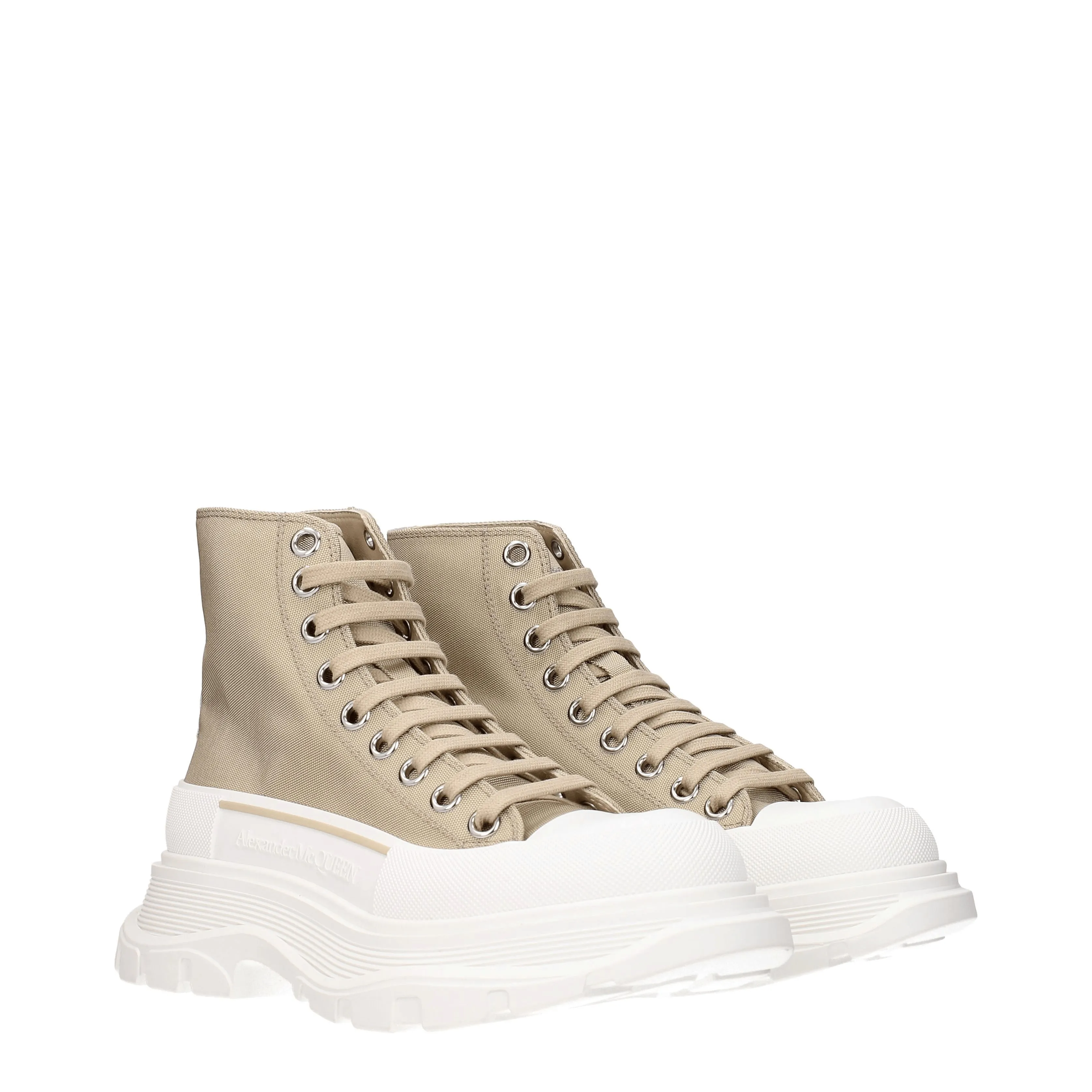 Alexander McQueen Stivaletti Donna Tessuto Beige