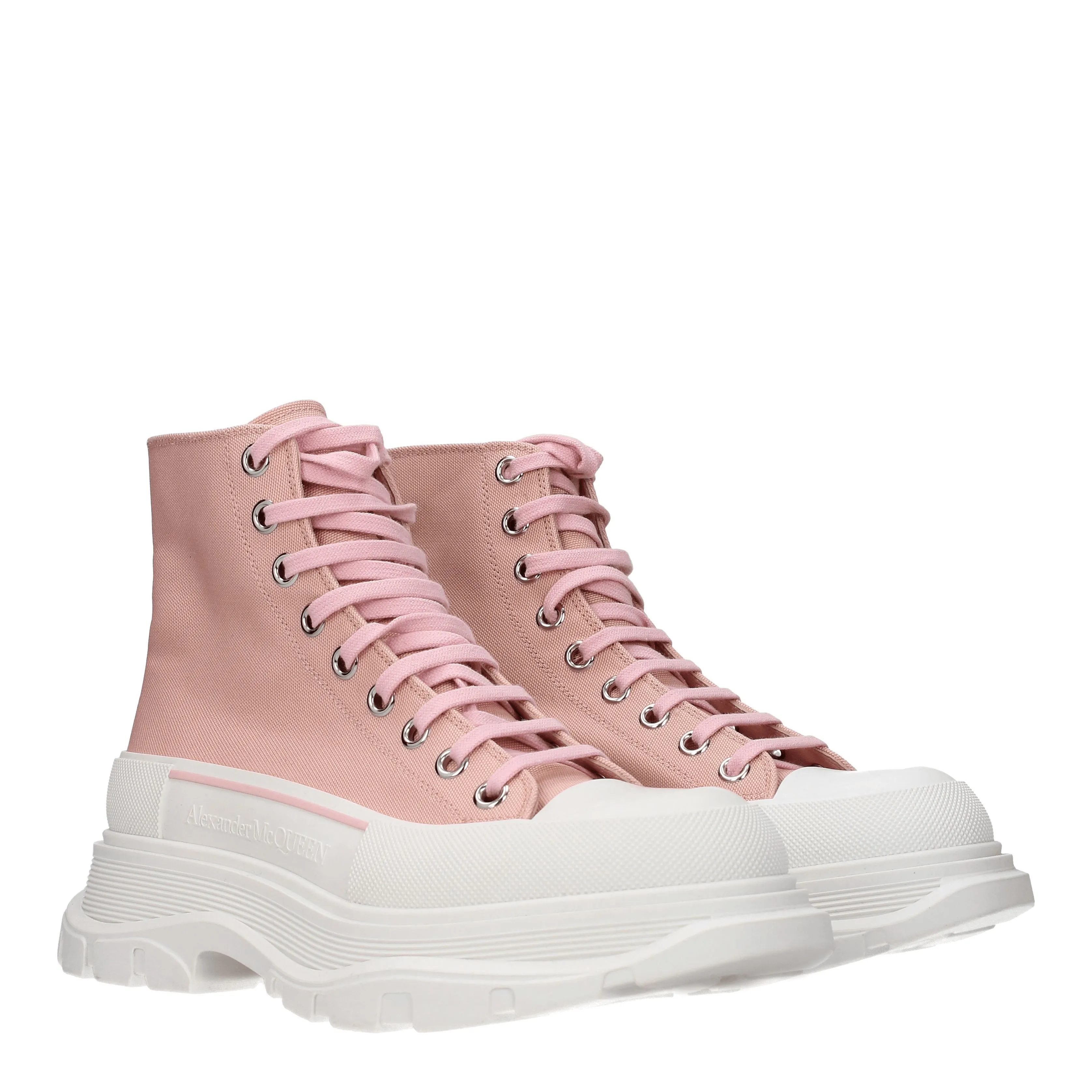 Alexander McQueen Stivaletti Donna Tessuto Rosa