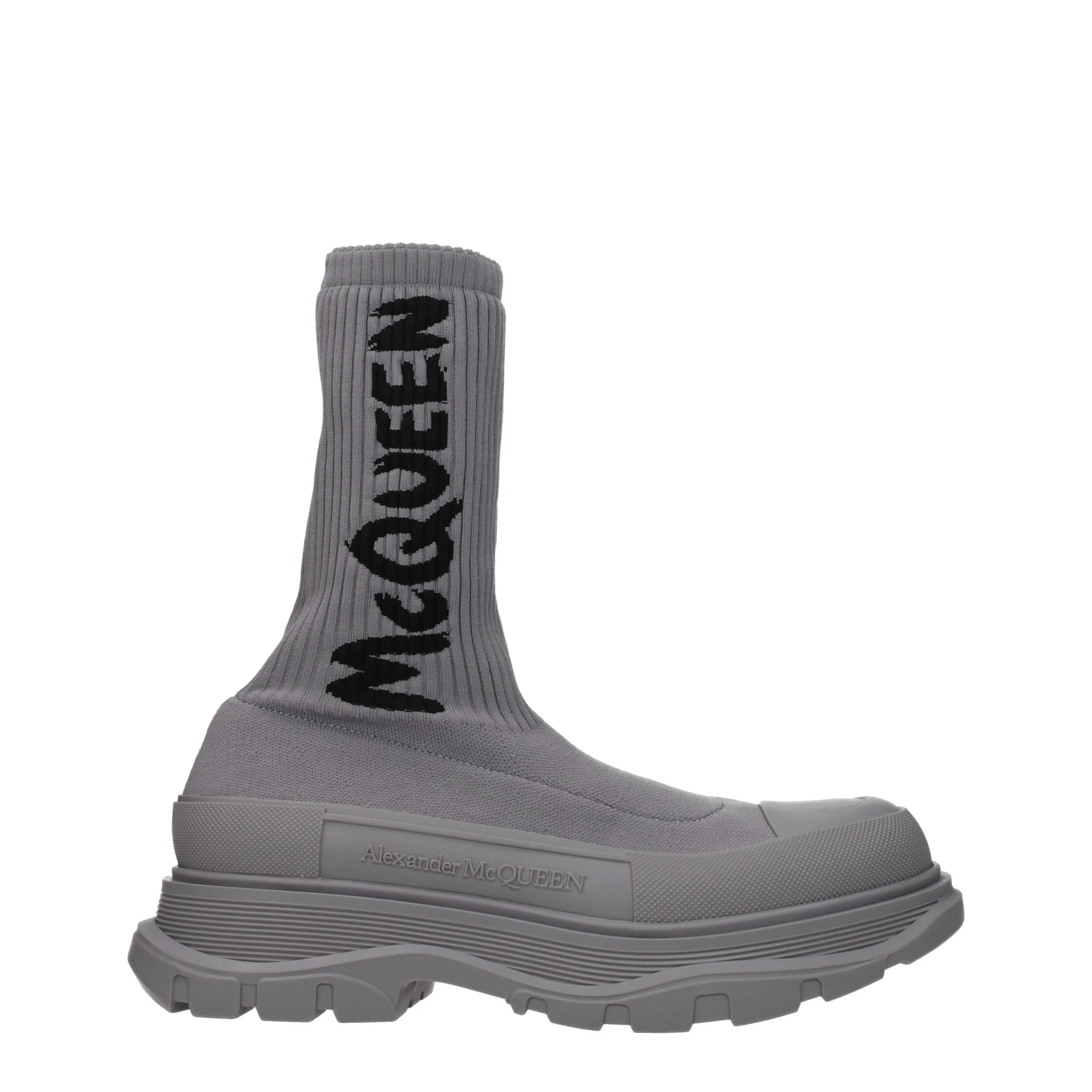 Alexander McQueen Stivaletti Uomo Tessuto Grigio