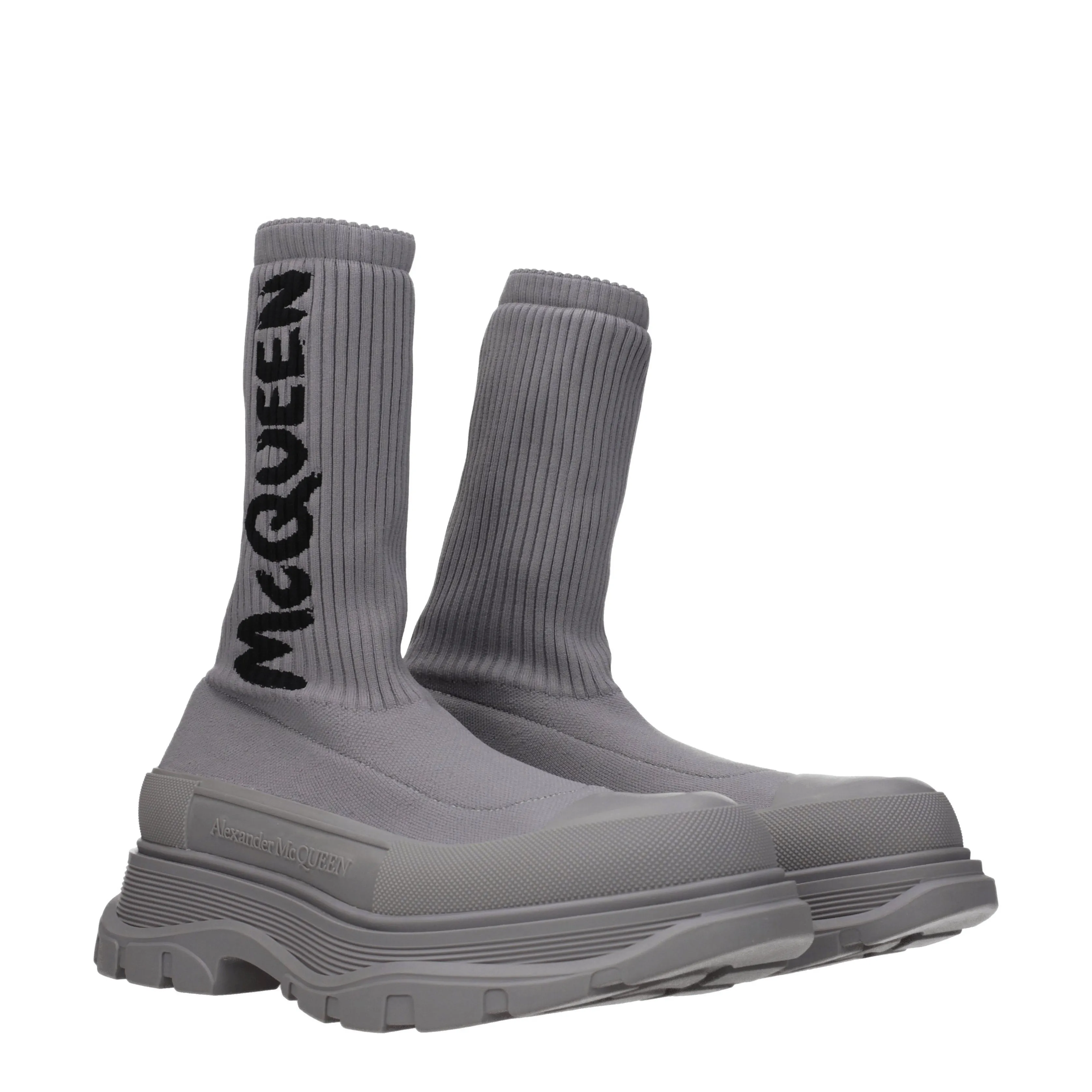Alexander McQueen Stivaletti Uomo Tessuto Grigio