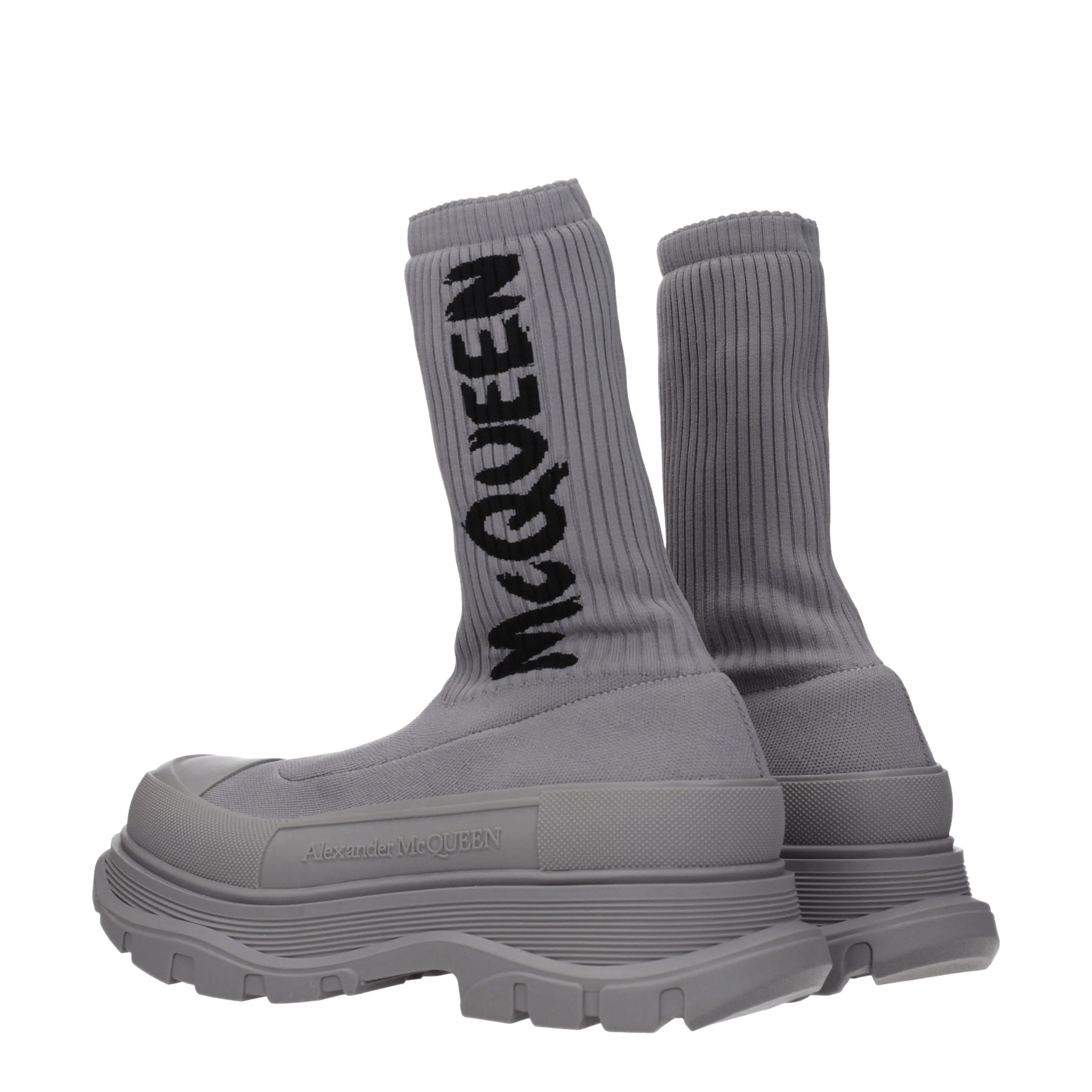 Alexander McQueen Stivaletti Uomo Tessuto Grigio