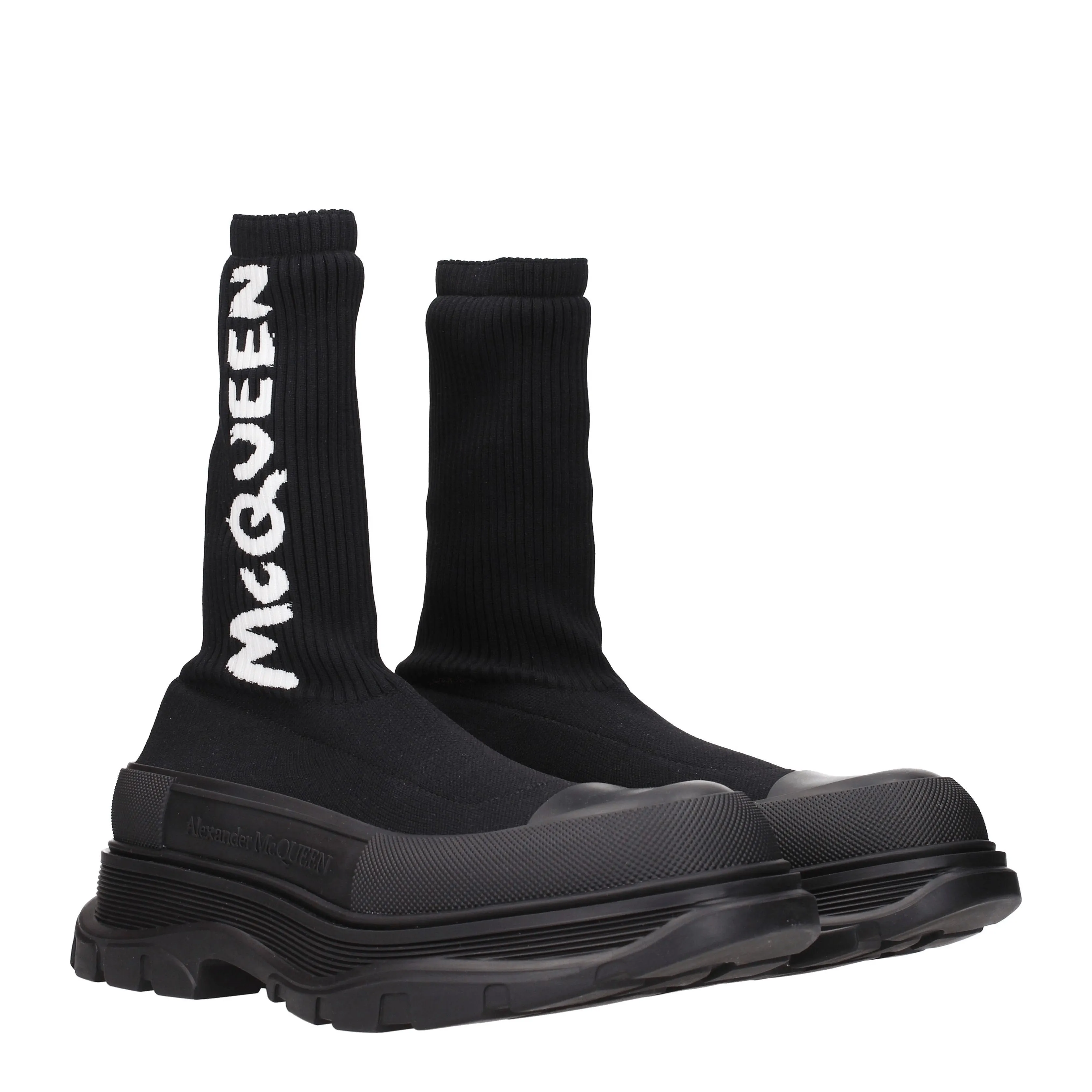 Alexander McQueen Stivaletti Uomo Tessuto Nero