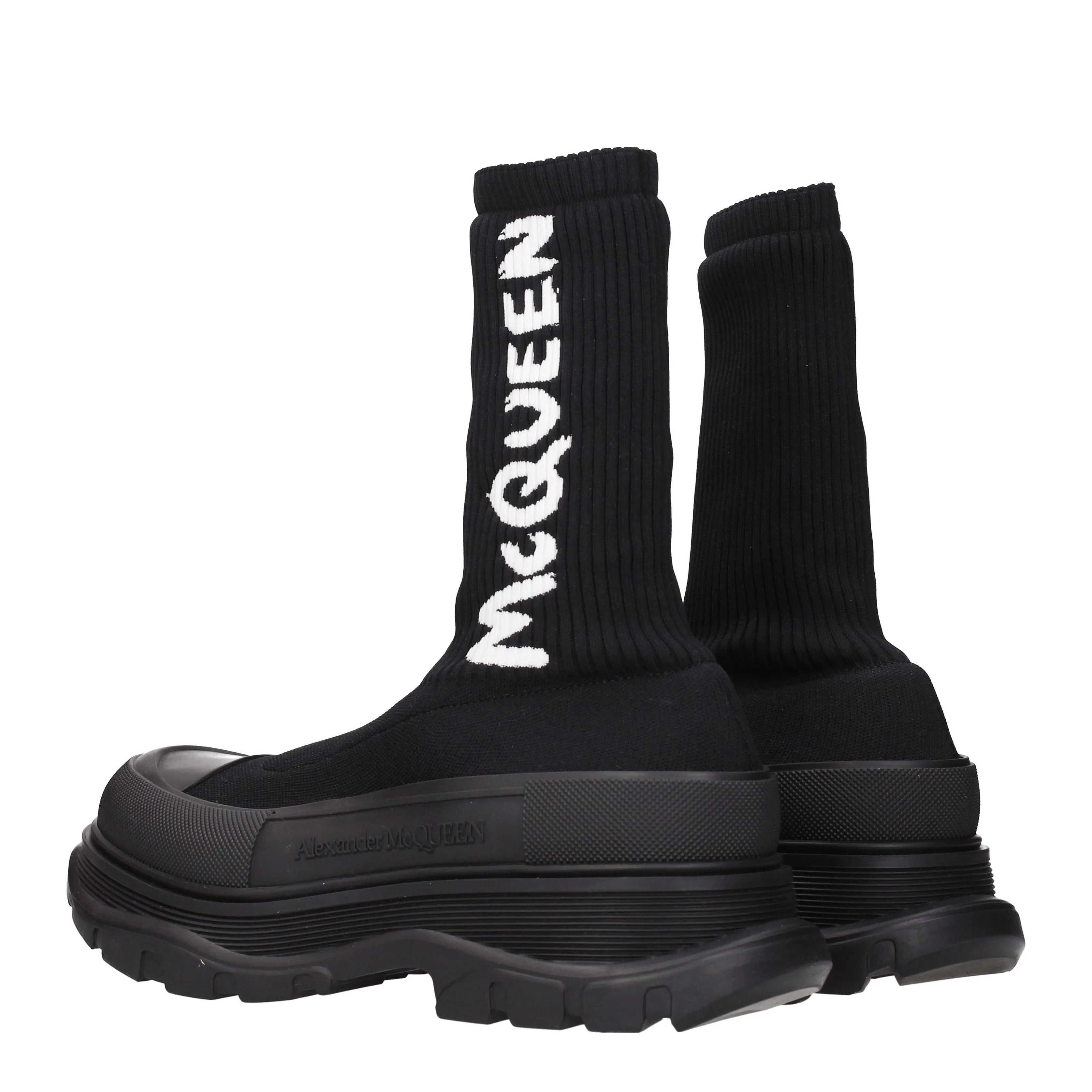 Alexander McQueen Stivaletti Uomo Tessuto Nero