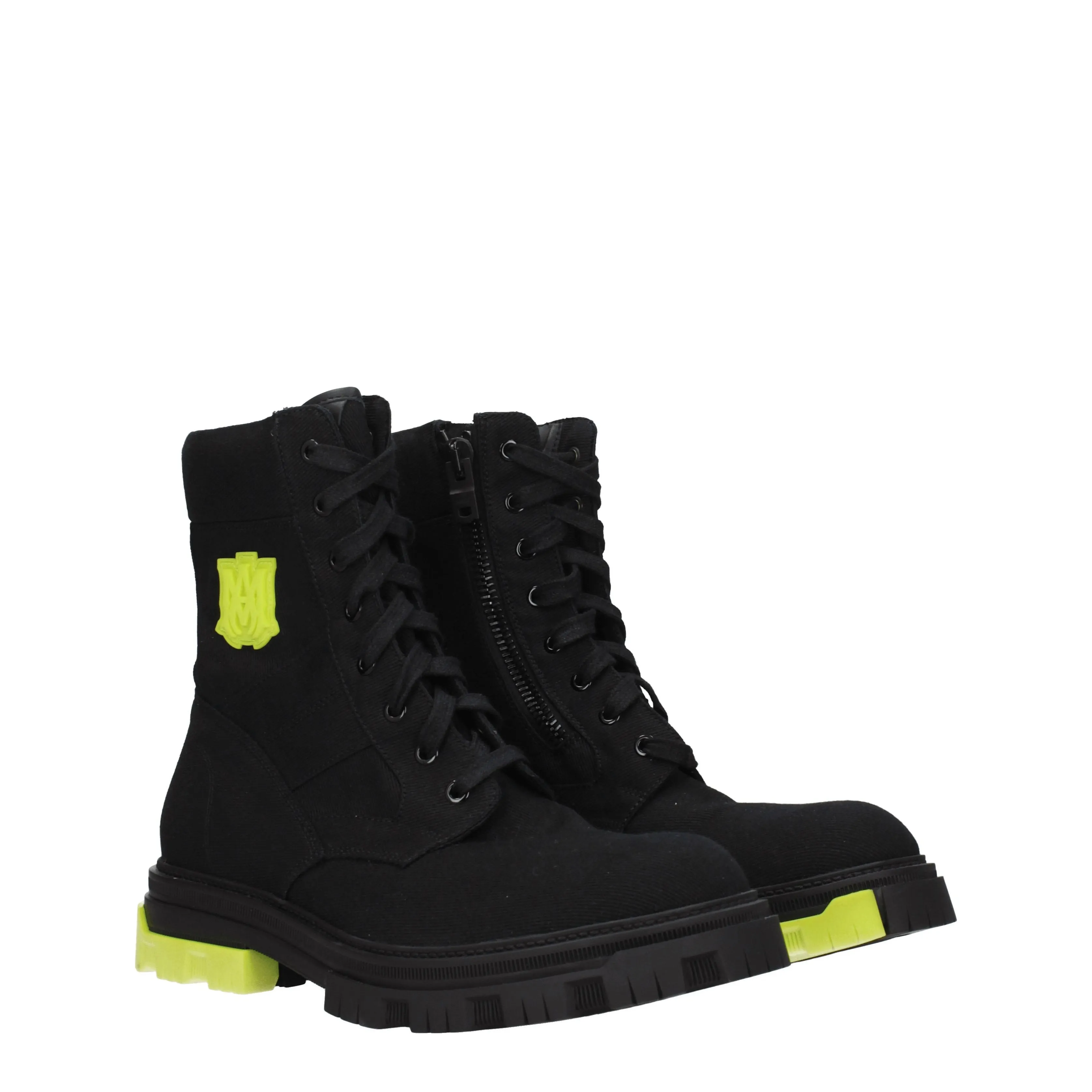 Amiri Stivaletti Uomo Tessuto Nero/Verde Fluo
