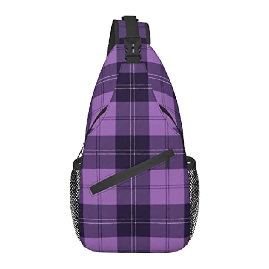 AOOEDM Zaino a Tracolla, per Motivo Scozzese Scozzese Scozzese Viola, Borsa a Tracolla Multiuso Borsa a Tracolla da Viaggio Escu
