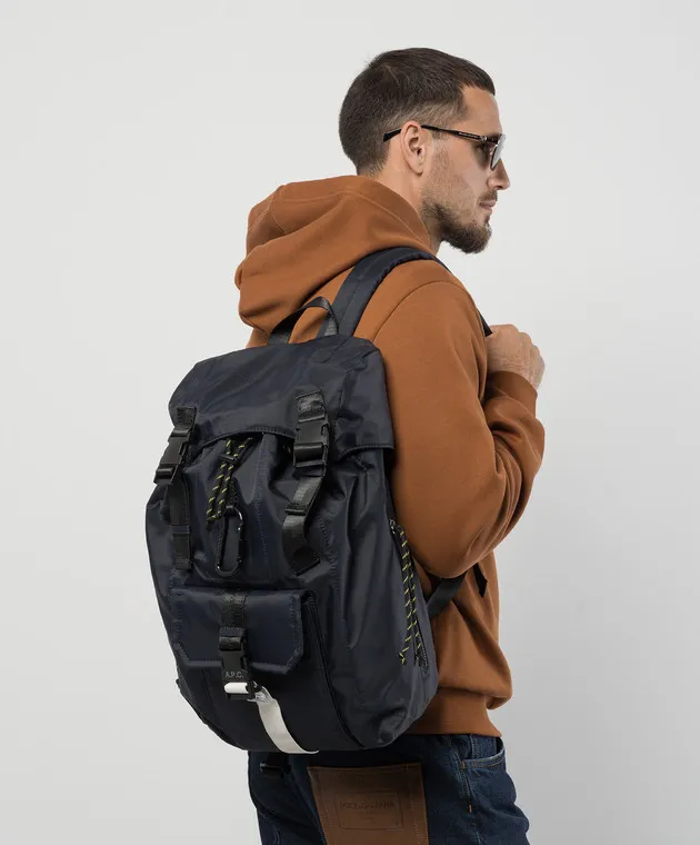 A.P.C Zaino TREK blu con logo PAAFHH62220