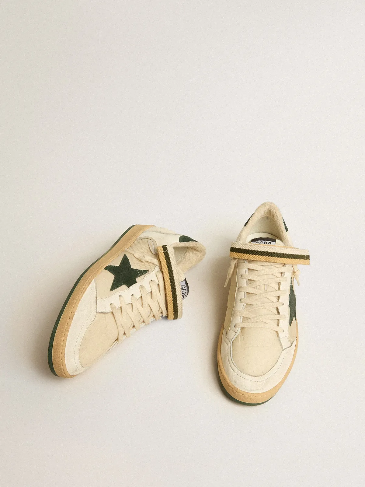 Ball Star in nylon e nappa con stella e talloncino in suede verde