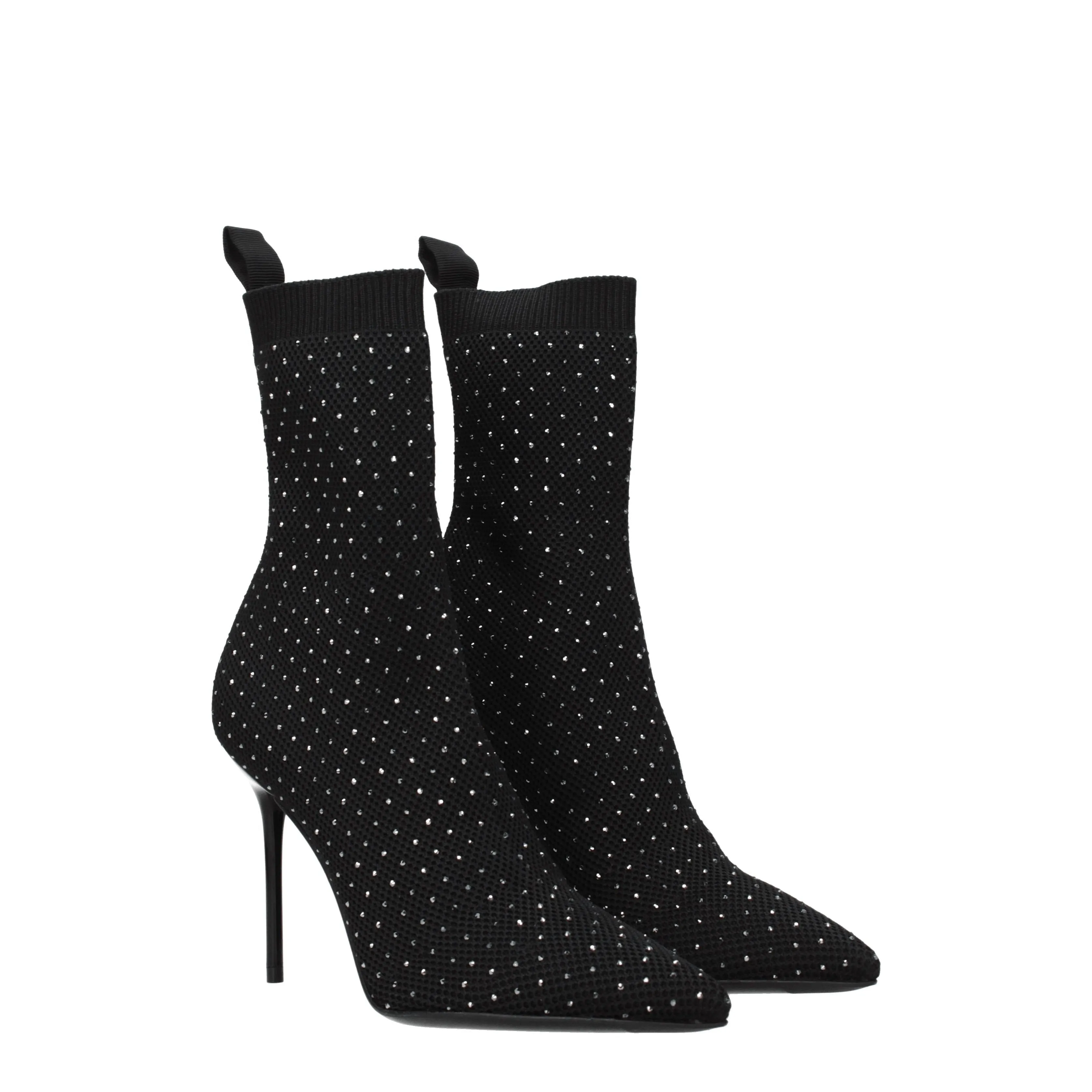 Balmain Stivaletti Donna Tessuto Nero