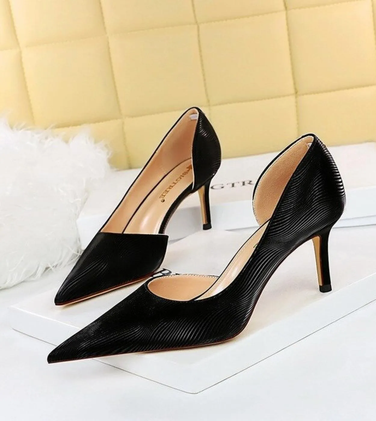 Bigtree 75 cm Abito Tacchi Scarpe Décolleté in pelle Festa di nozze Tacchi a spillo Office Lady Ol Slip On Punta a punta Fashion
