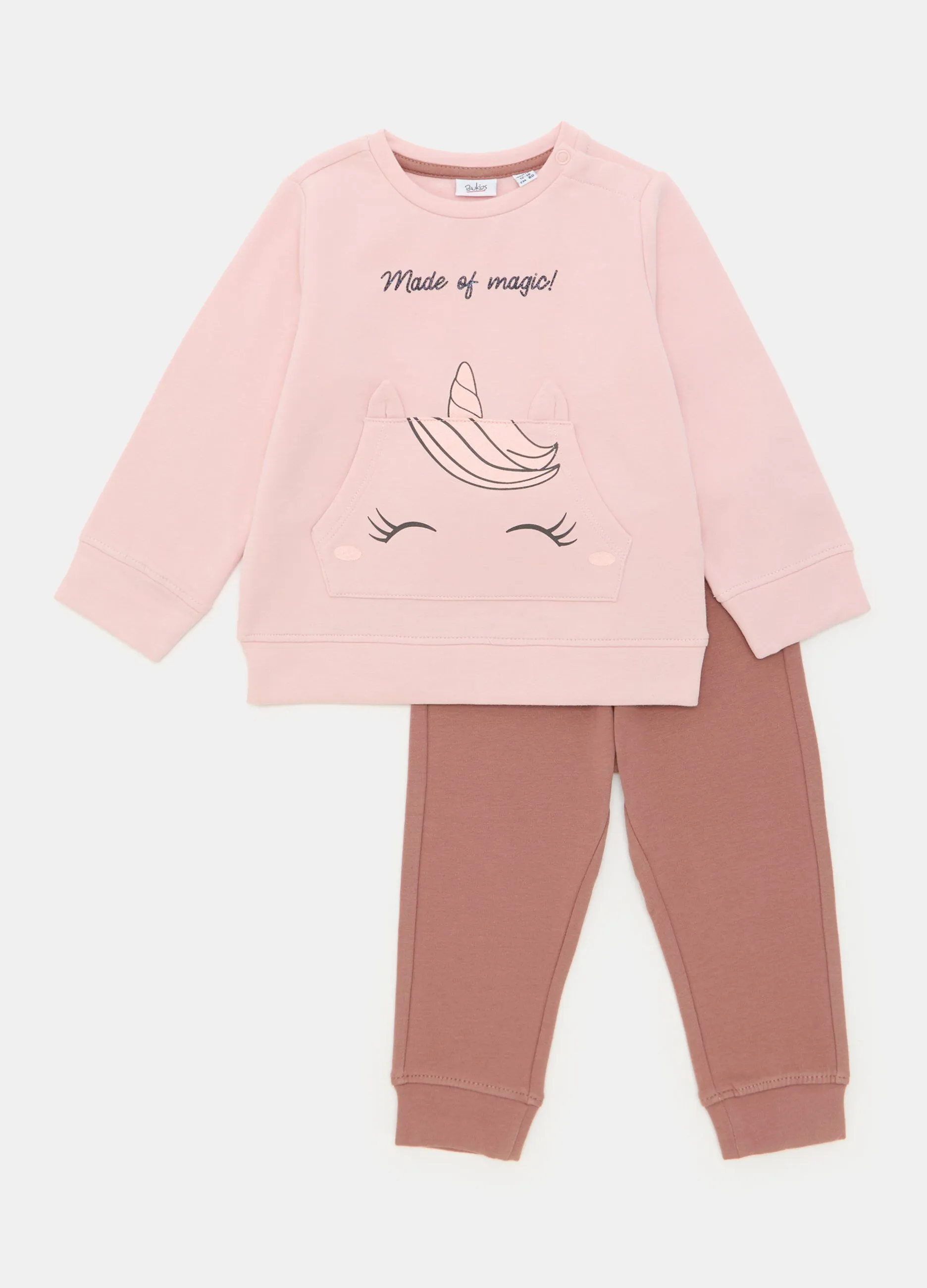 BLUKIDS  Set jogging con stampa in cotone elasticizzato neonata